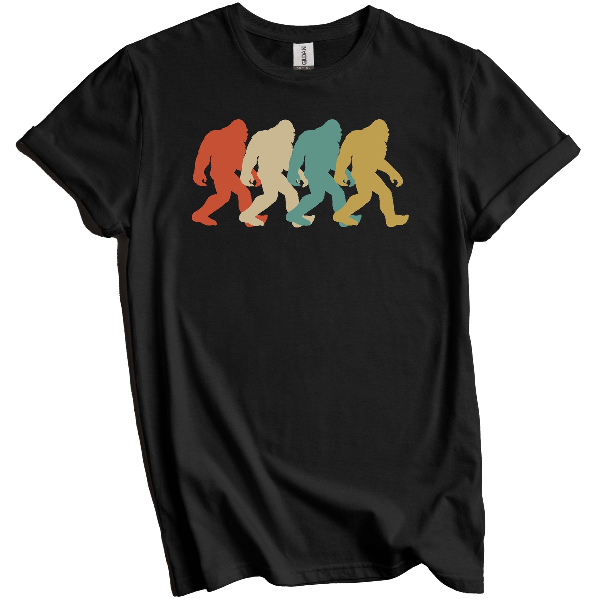 Bigfoot Silhouette Retro Pop Art Sasquatch Graphic T-Shirt