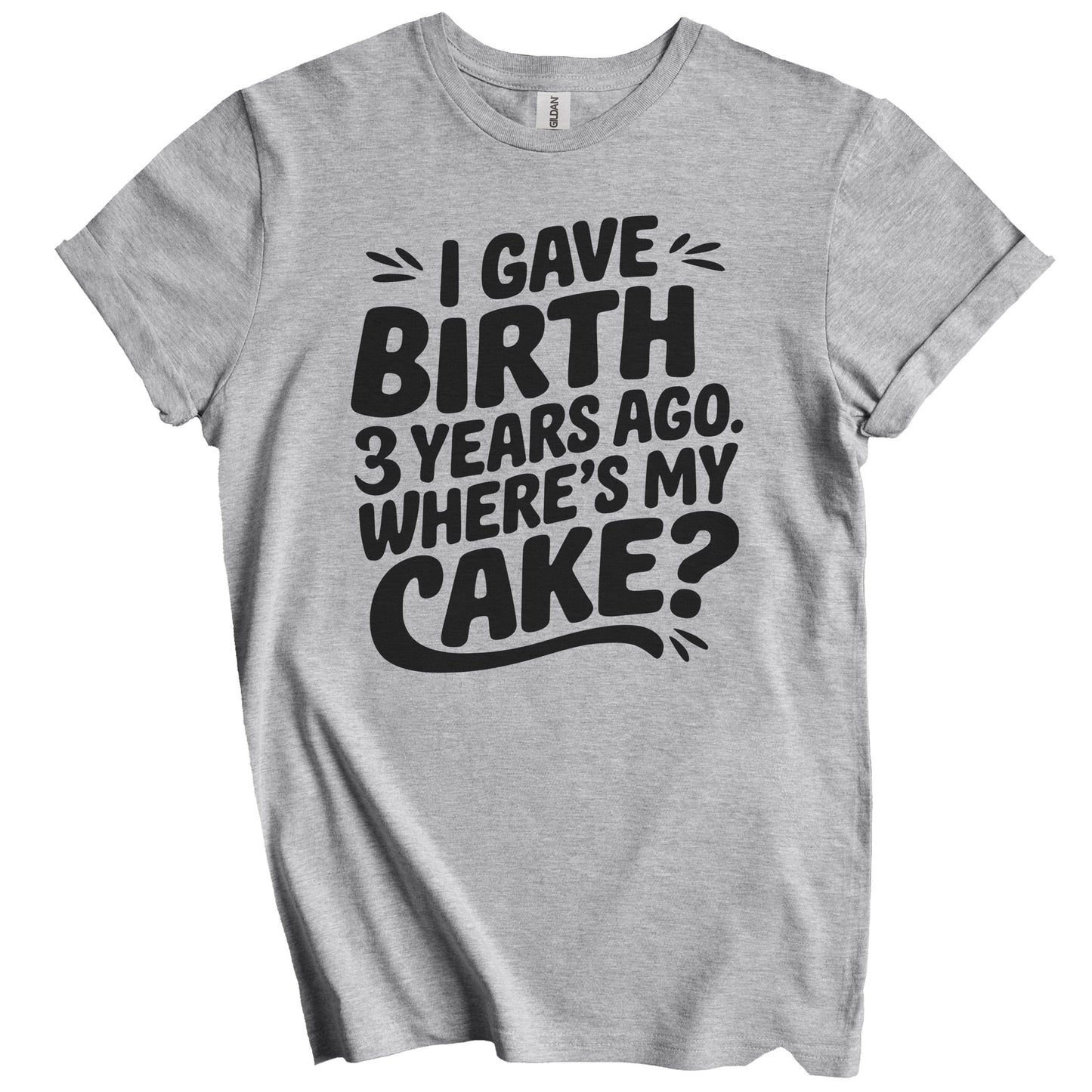 3rd Birthday Shirt for Mom - I Gave Birth 3 Years Ago Where's My Cake? Funny T-Shirt