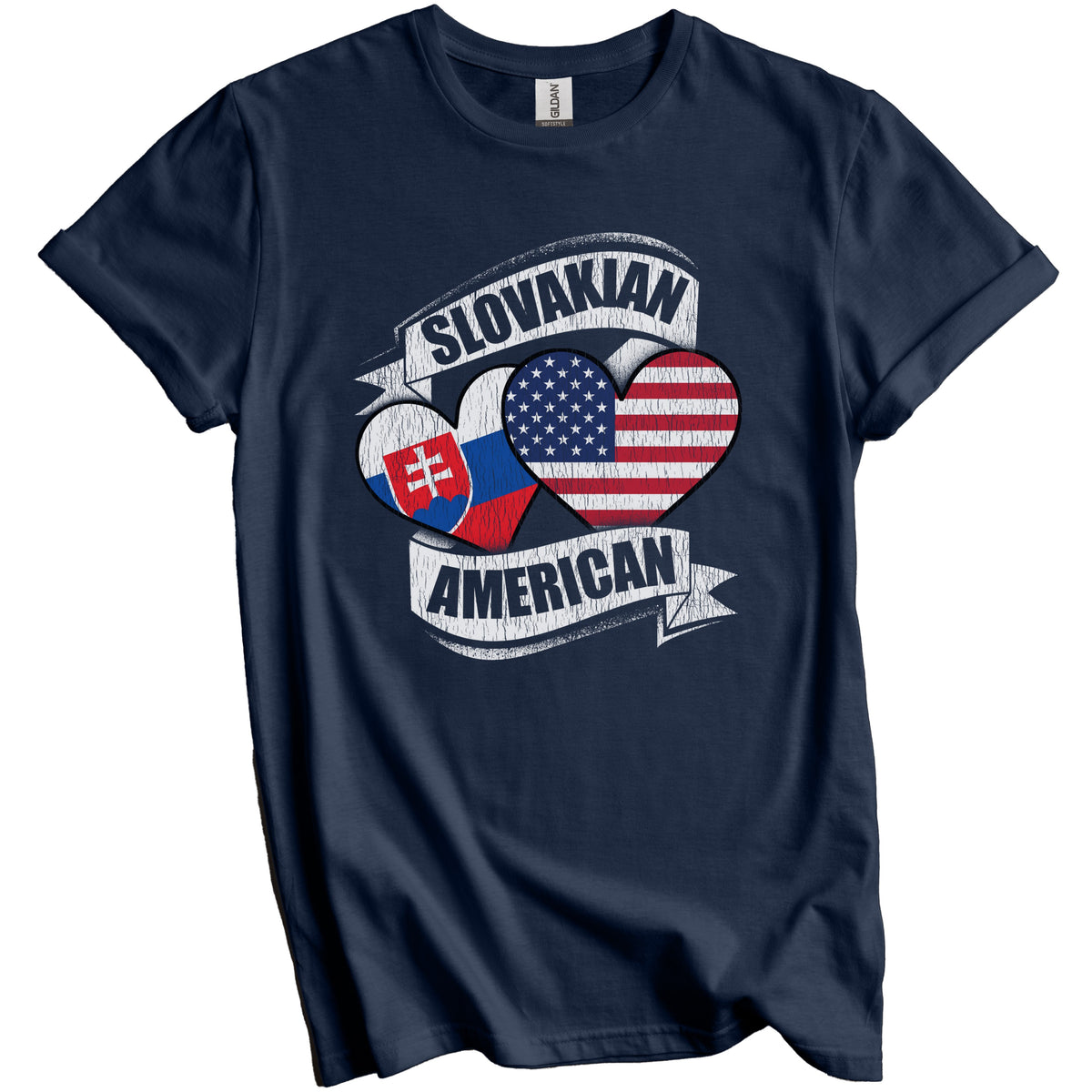 Slovakian American Hearts USA Slovakia Flags T-Shirt