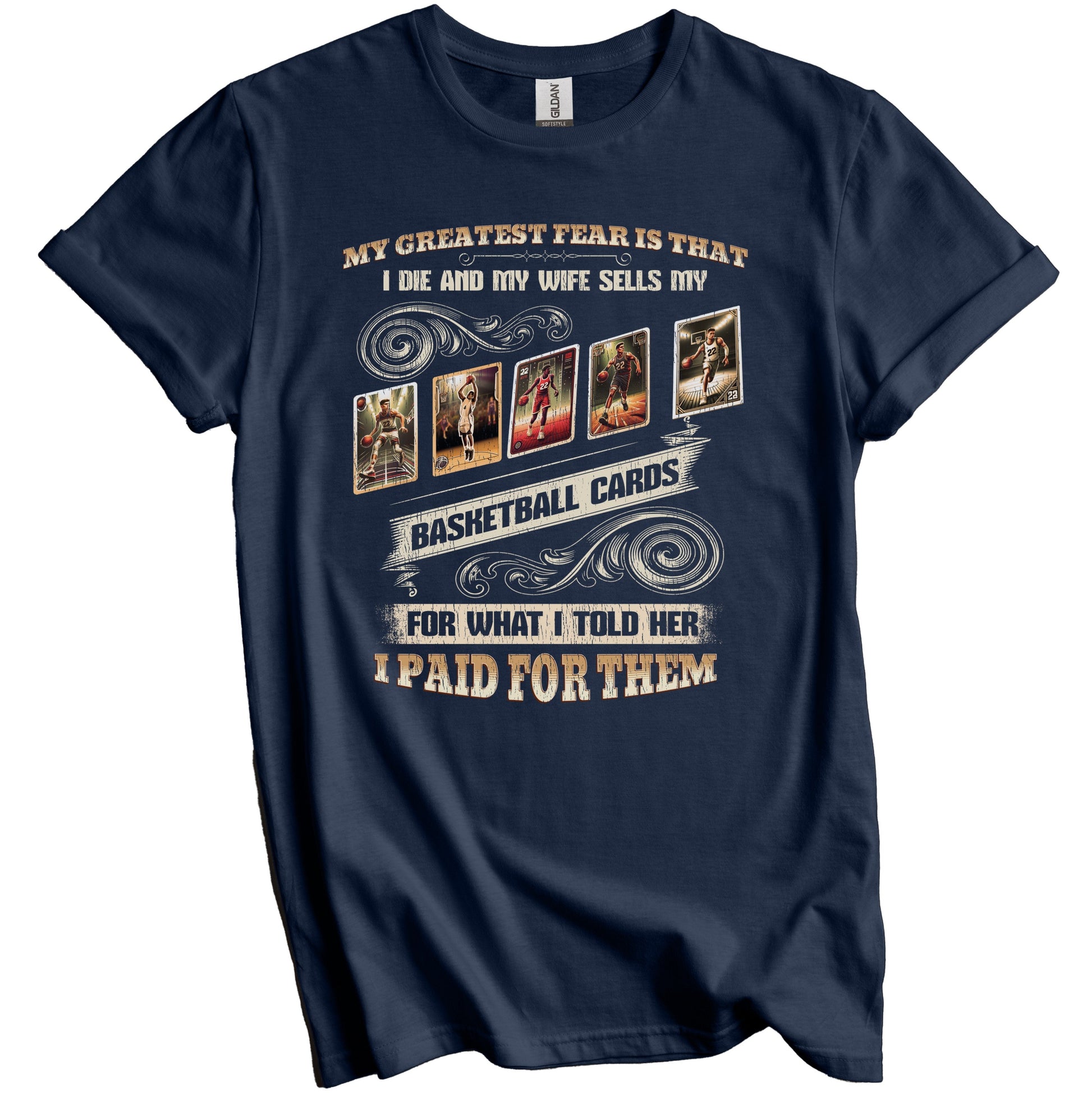 Funny Basketball Card Collector Husband Saying Sports Cards T-Shirt