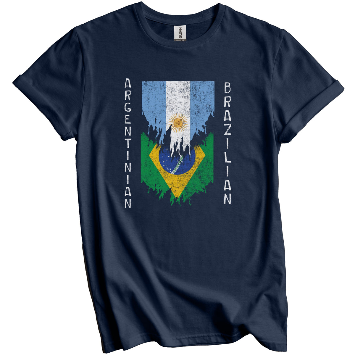 Argentinian Brazilian Flags Ripped Torn Argentina Brazil T-Shirt