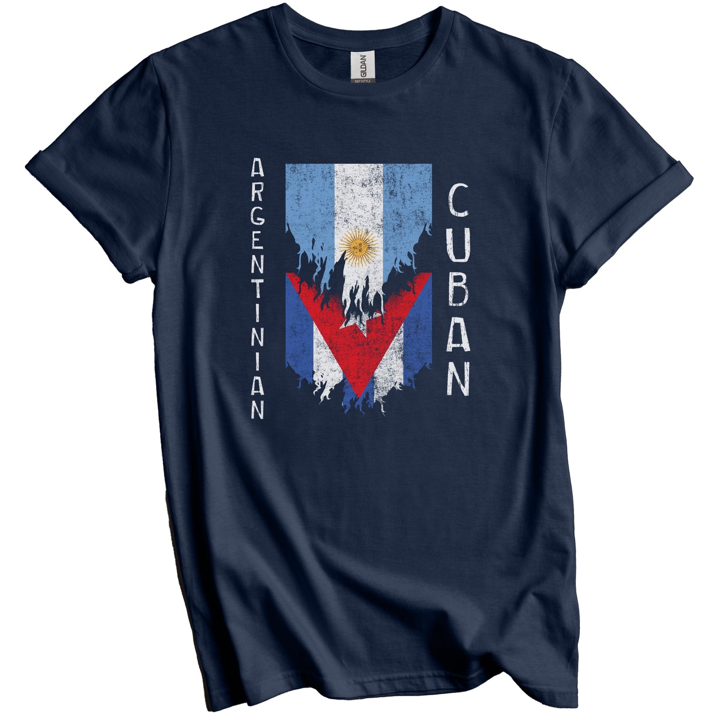 Argentinian Cuban Flags Ripped Torn Argentina Cuba T-Shirt