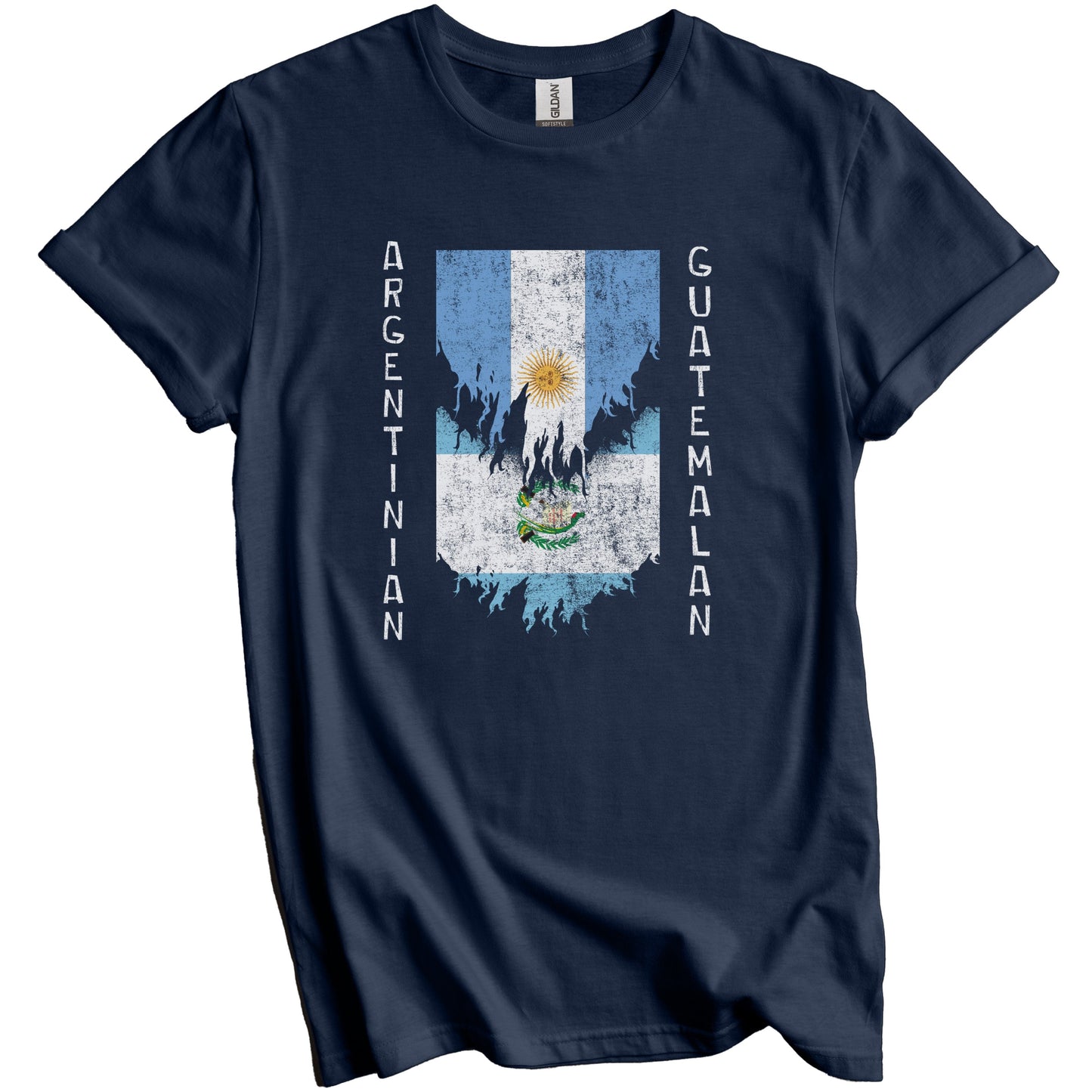 Argentinian Guatemalan Flags Ripped Torn Argentina Guatemala T-Shirt