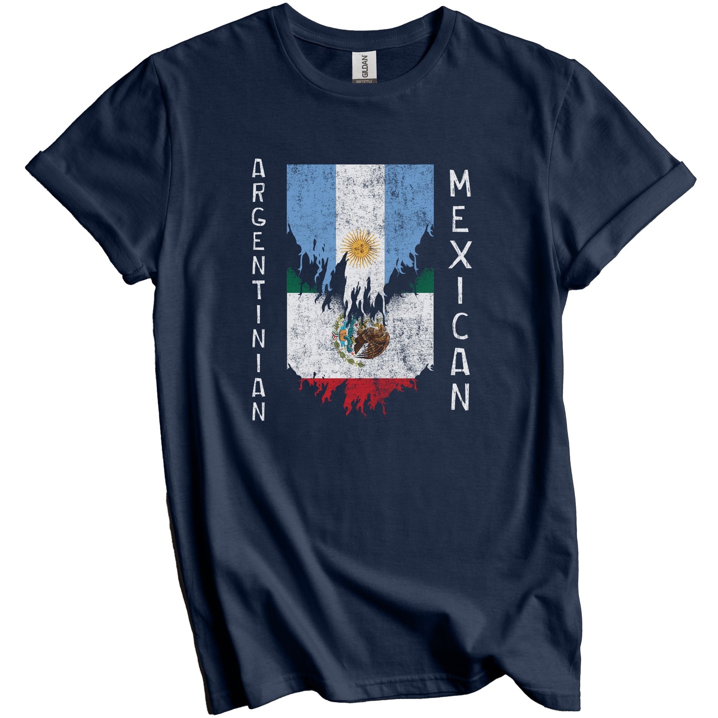 Argentinian Mexican Flags Ripped Torn Argentina Mexico T-Shirt