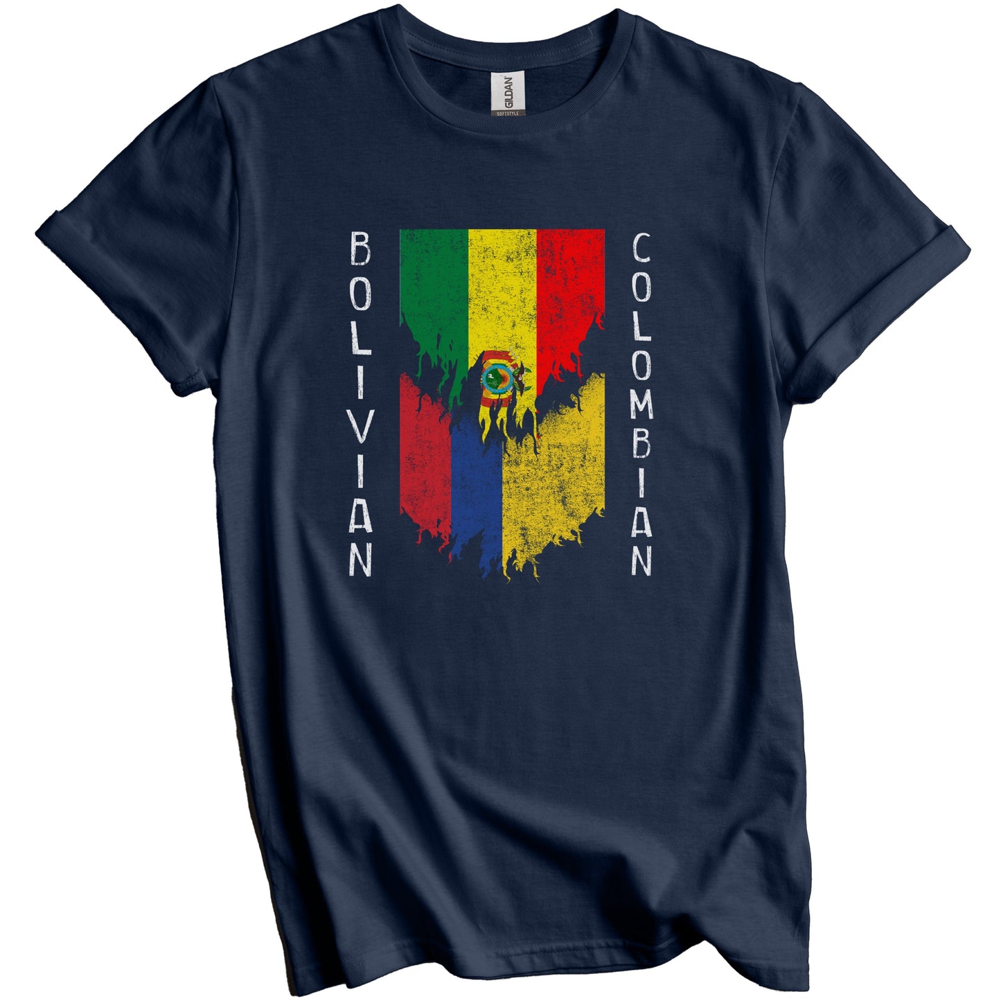 Bolivian Colombian Flags Ripped Torn Bolivia Colombia T-Shirt