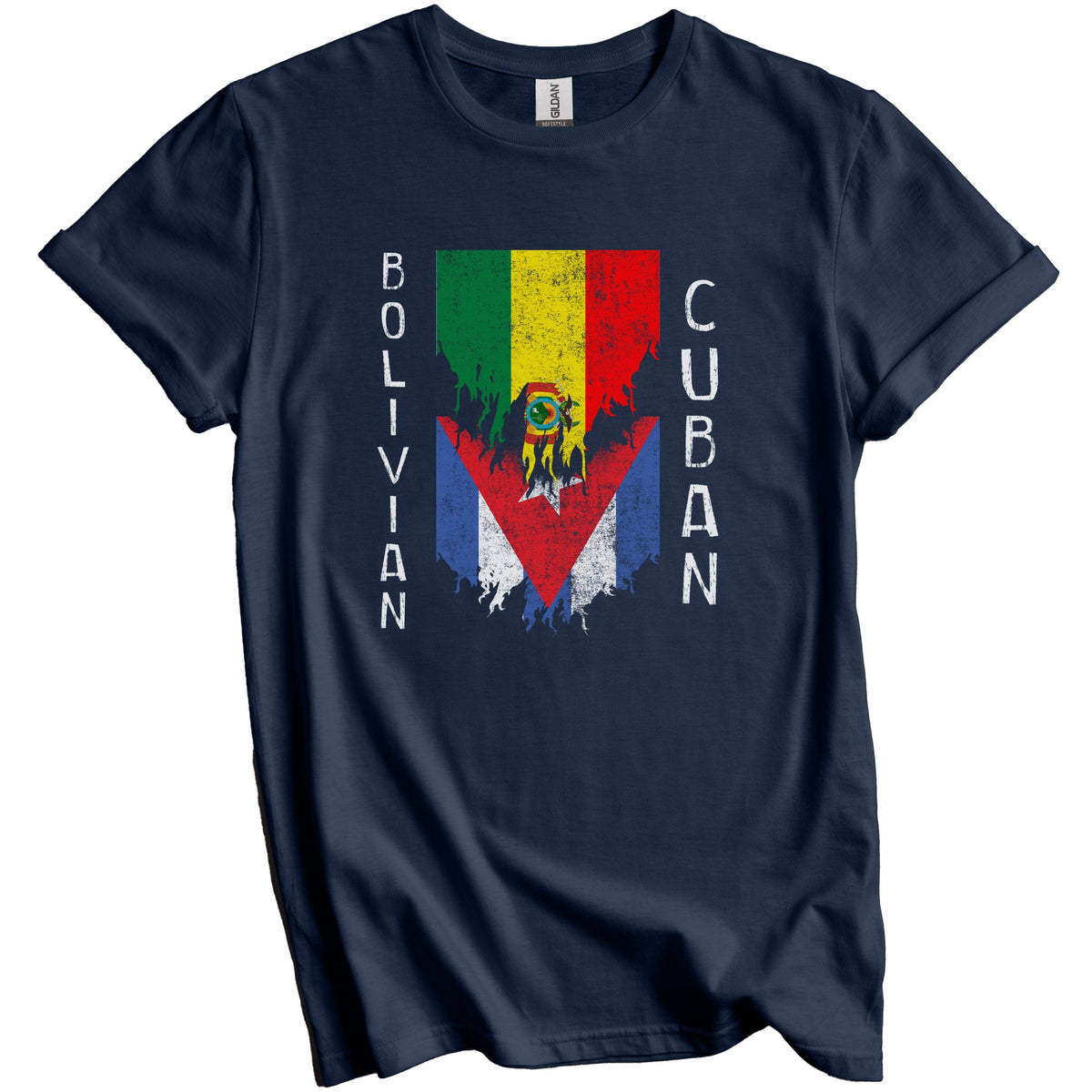 Bolivian Cuban Flags Ripped Torn Bolivia Cuba T-Shirt