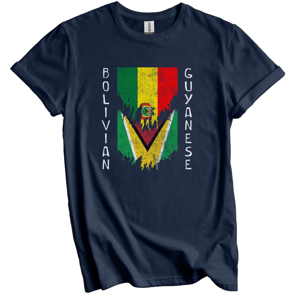 Bolivian Guyanese Flags Ripped Torn Bolivia Guyana T-Shirt