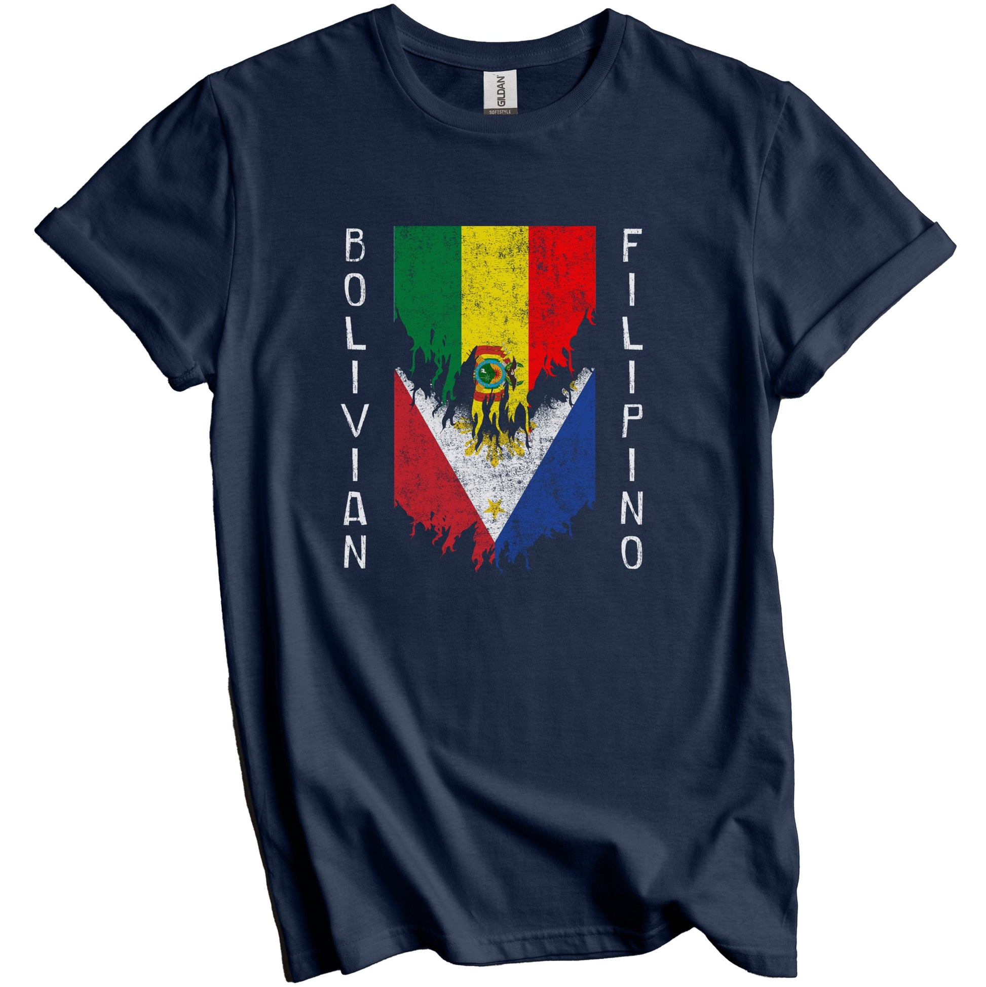 Bolivian Filipino Flags Ripped Torn Bolivia Philippines T-Shirt