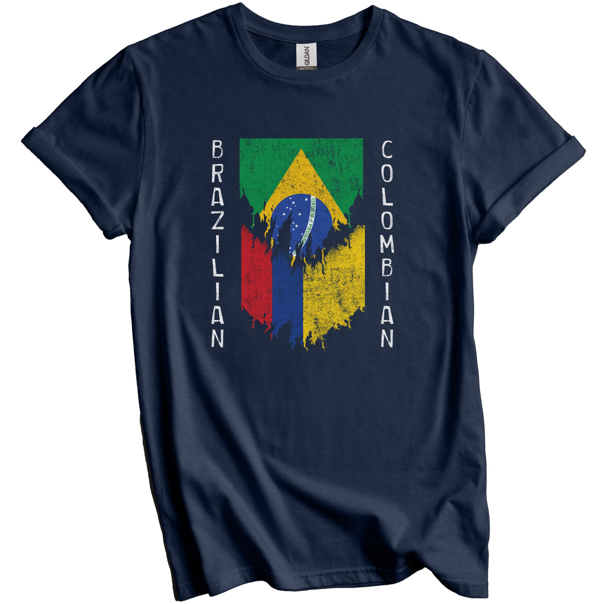 Brazilian Colombian Flags Ripped Torn Brazil Colombia T-Shirt
