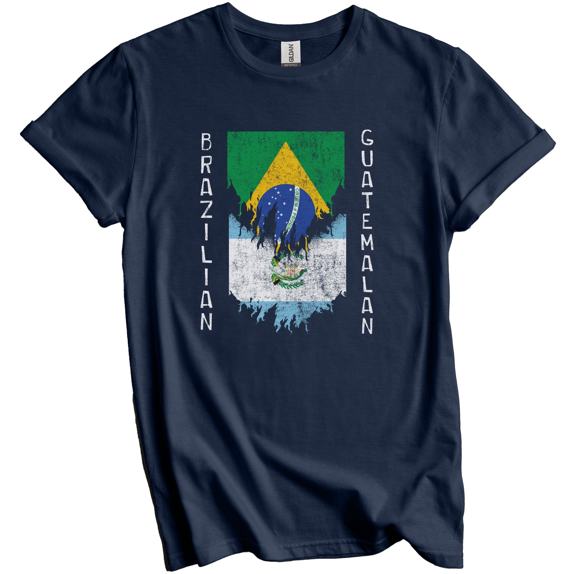 Brazilian Guatemalan Flags Ripped Torn Brazil Guatemala T-Shirt