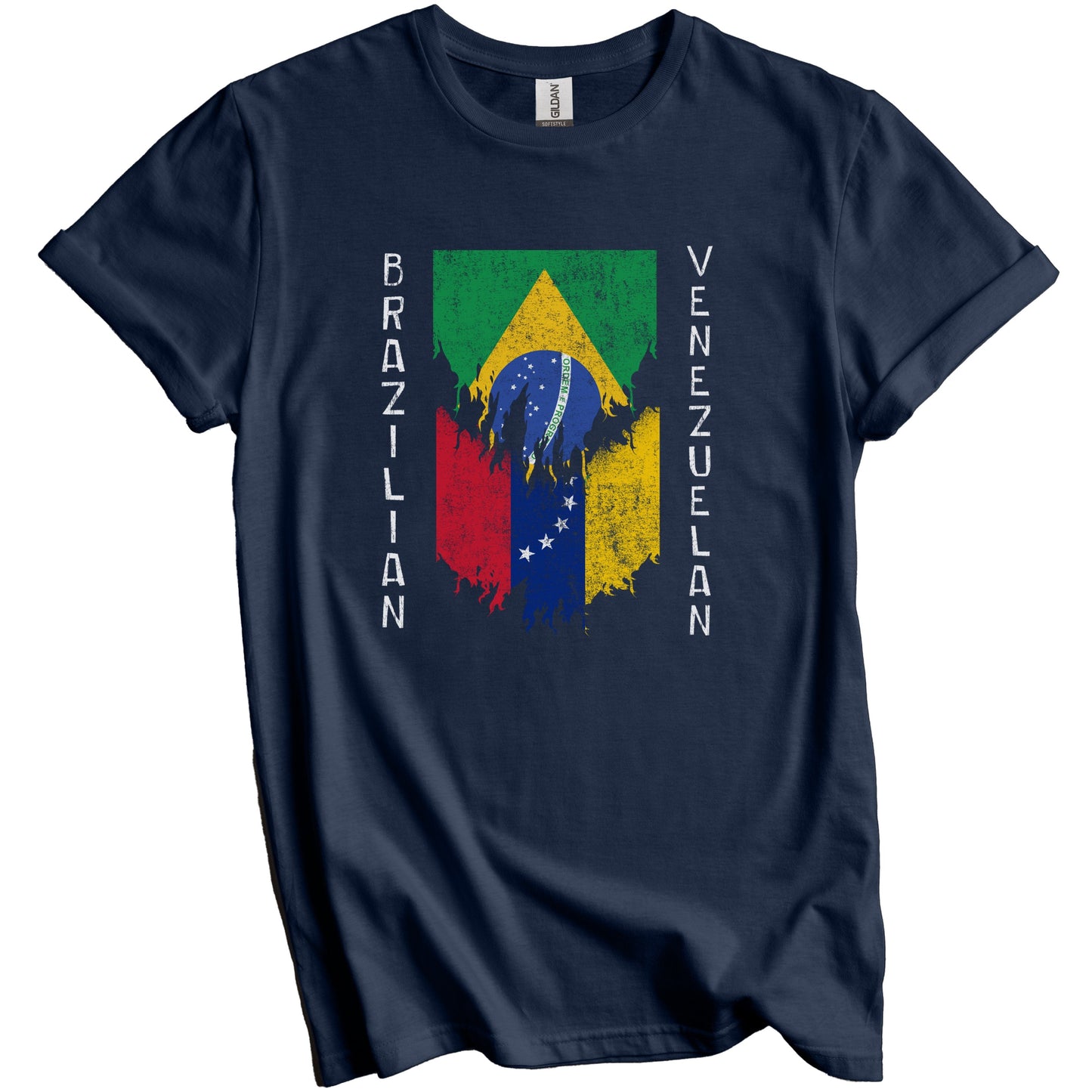 Brazilian Venezuelan Flags Ripped Torn Brazil Venezuela T-Shirt