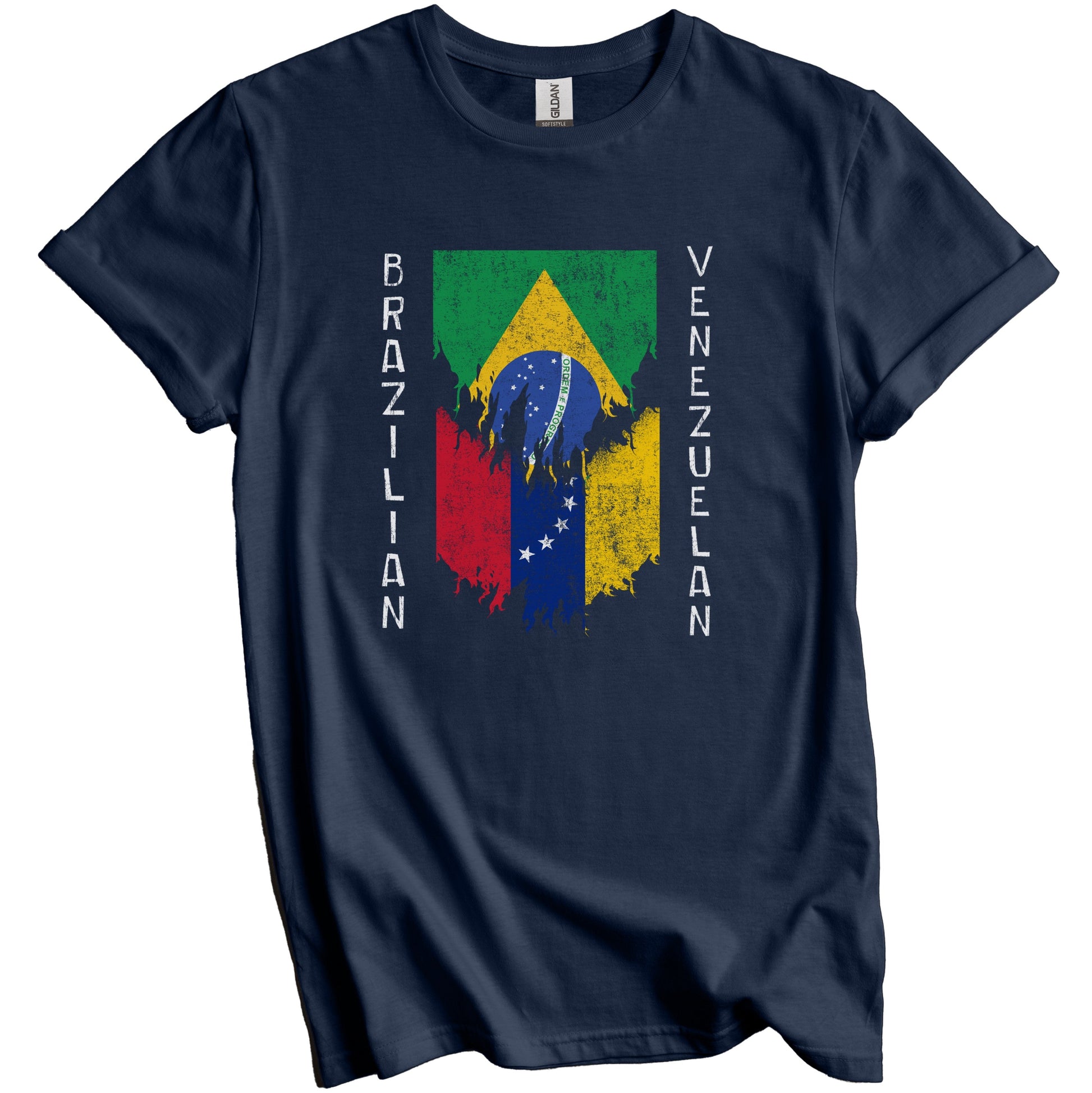 Brazilian Venezuelan Flags Ripped Torn Brazil Venezuela T-Shirt