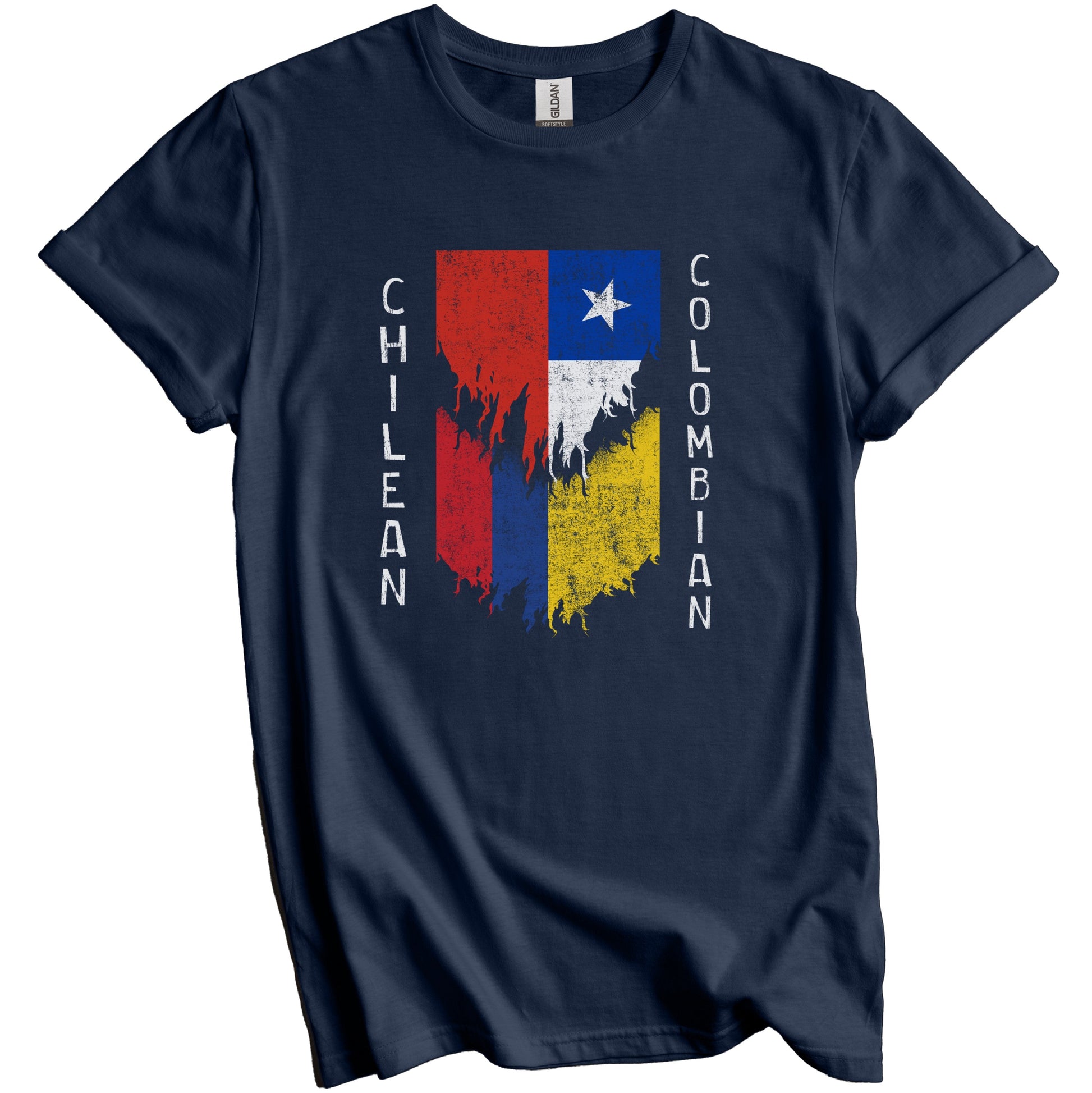 Chilean Colombian Flags Ripped Torn Chile Colombia T-Shirt