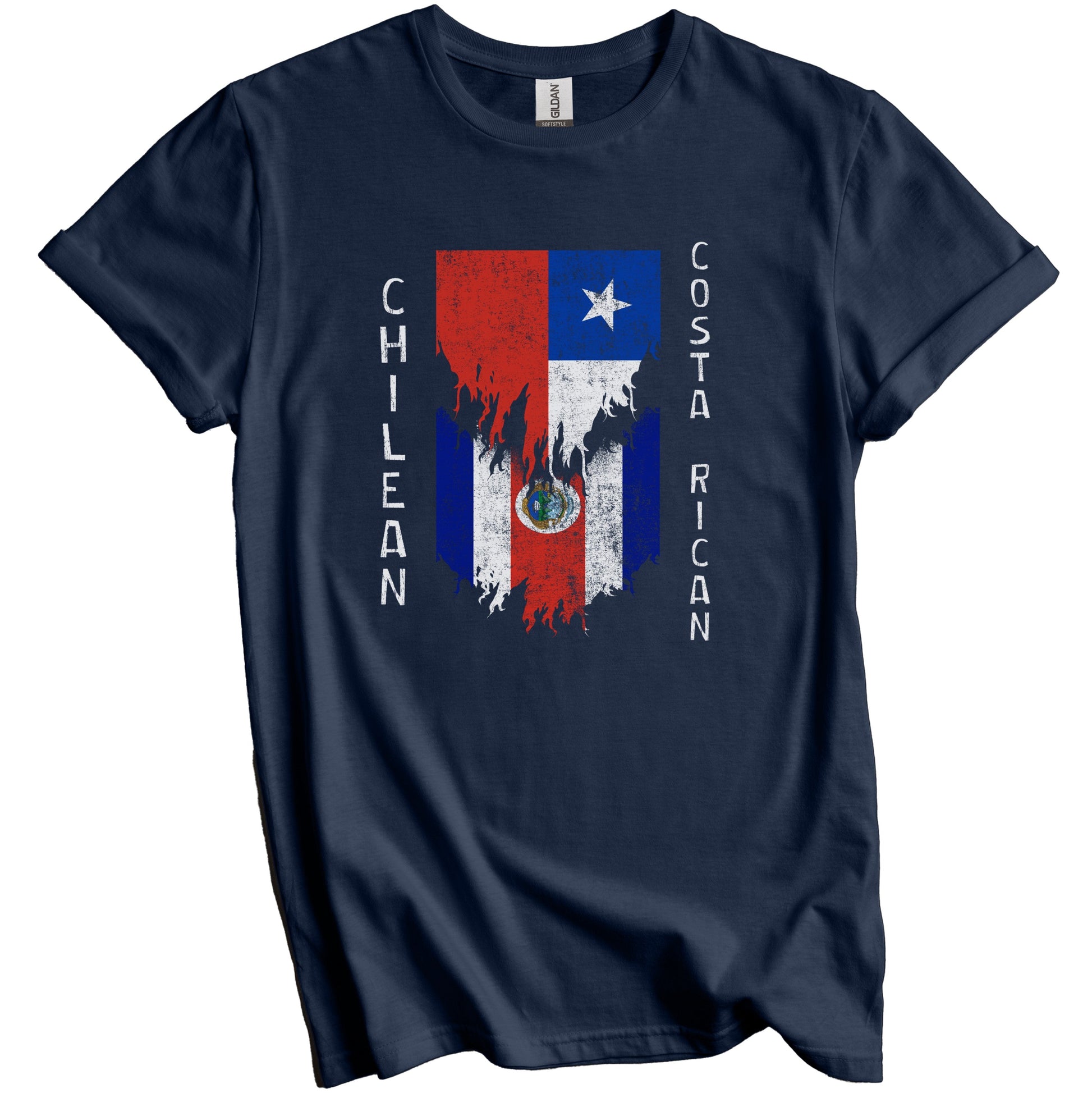 Chilean Costa Rican Flags Ripped Torn Chile Costa Rica T-Shirt