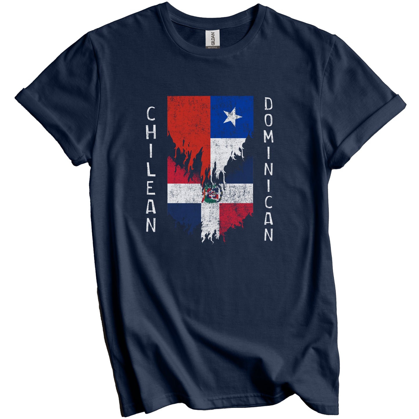 Chilean Dominican Flags Ripped Torn Chile Dominican Republic T-Shirt