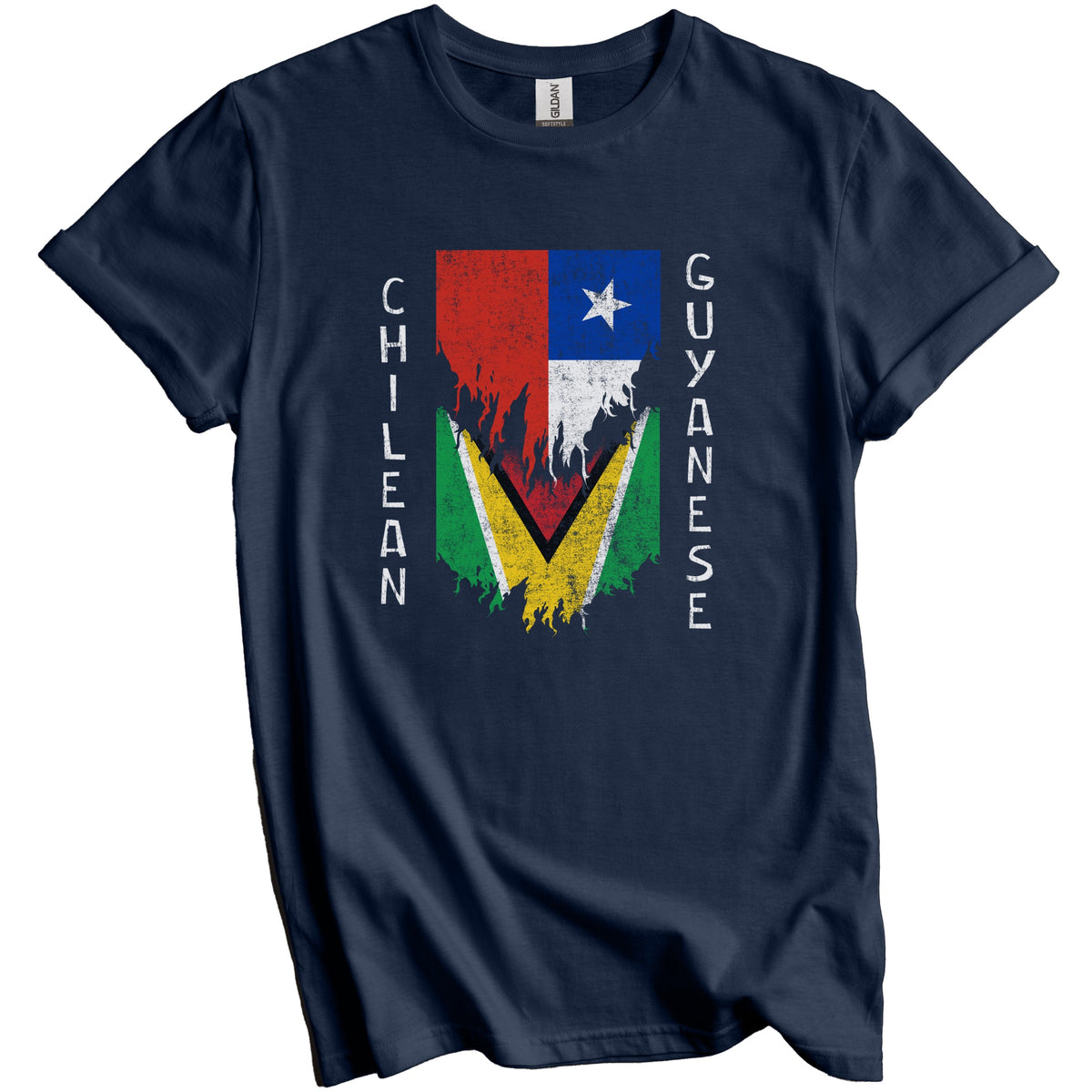 Chilean Guyanese Flags Ripped Torn Chile Guyana T-Shirt