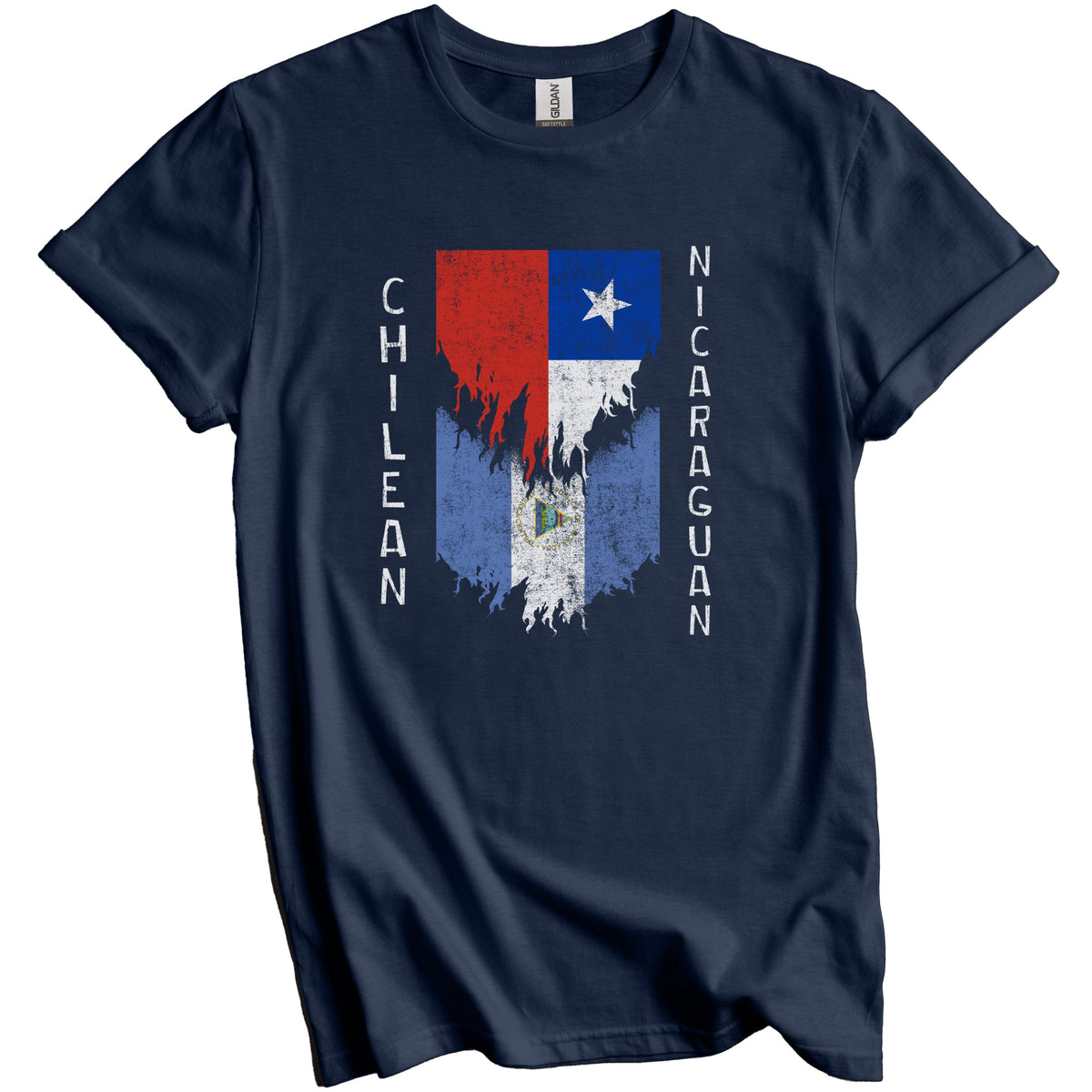Chilean Nicaraguan Flags Ripped Torn Chile Nicaragua T-Shirt