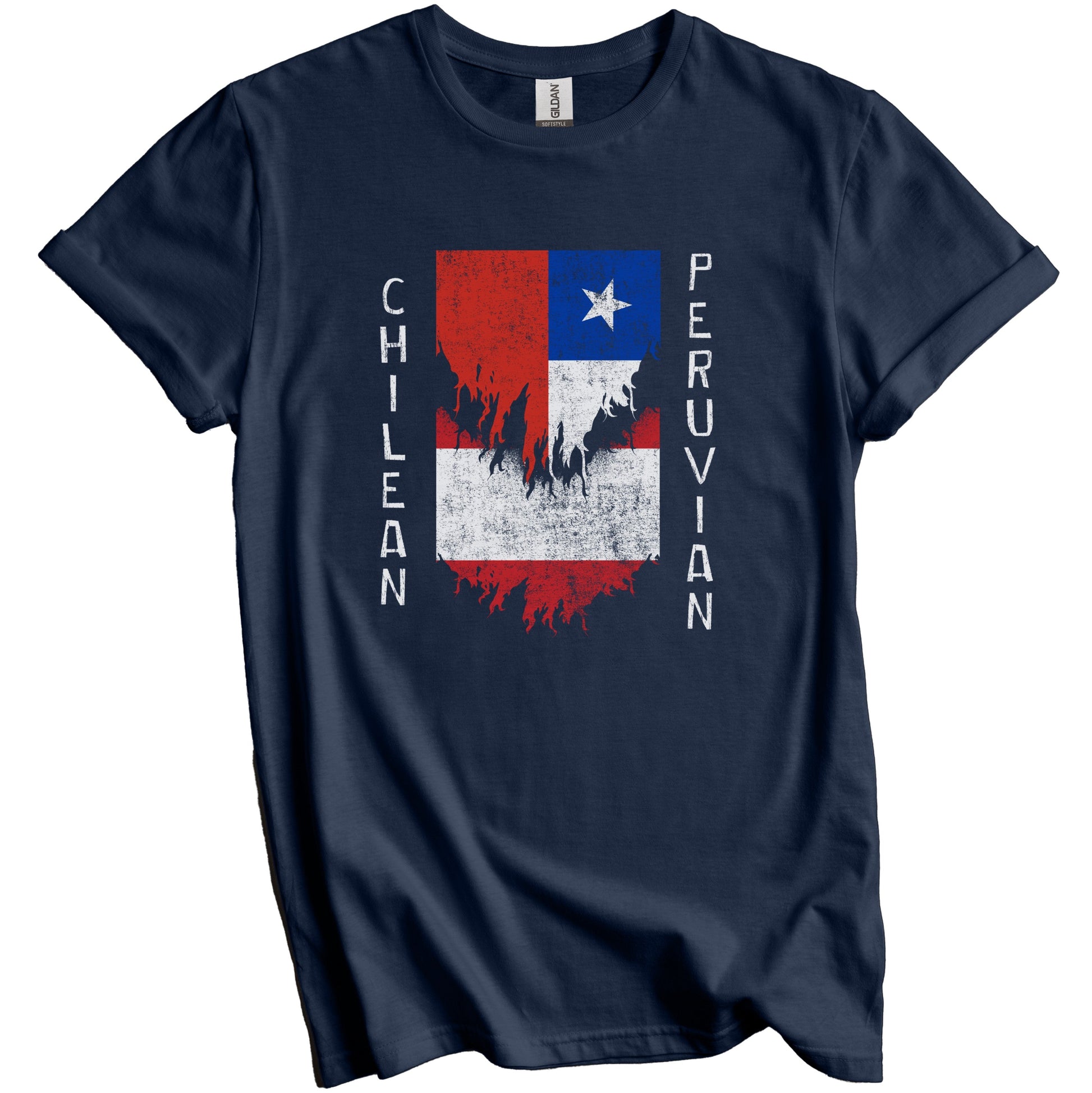 Chilean Peruvian Flags Ripped Torn Chile Peru T-Shirt