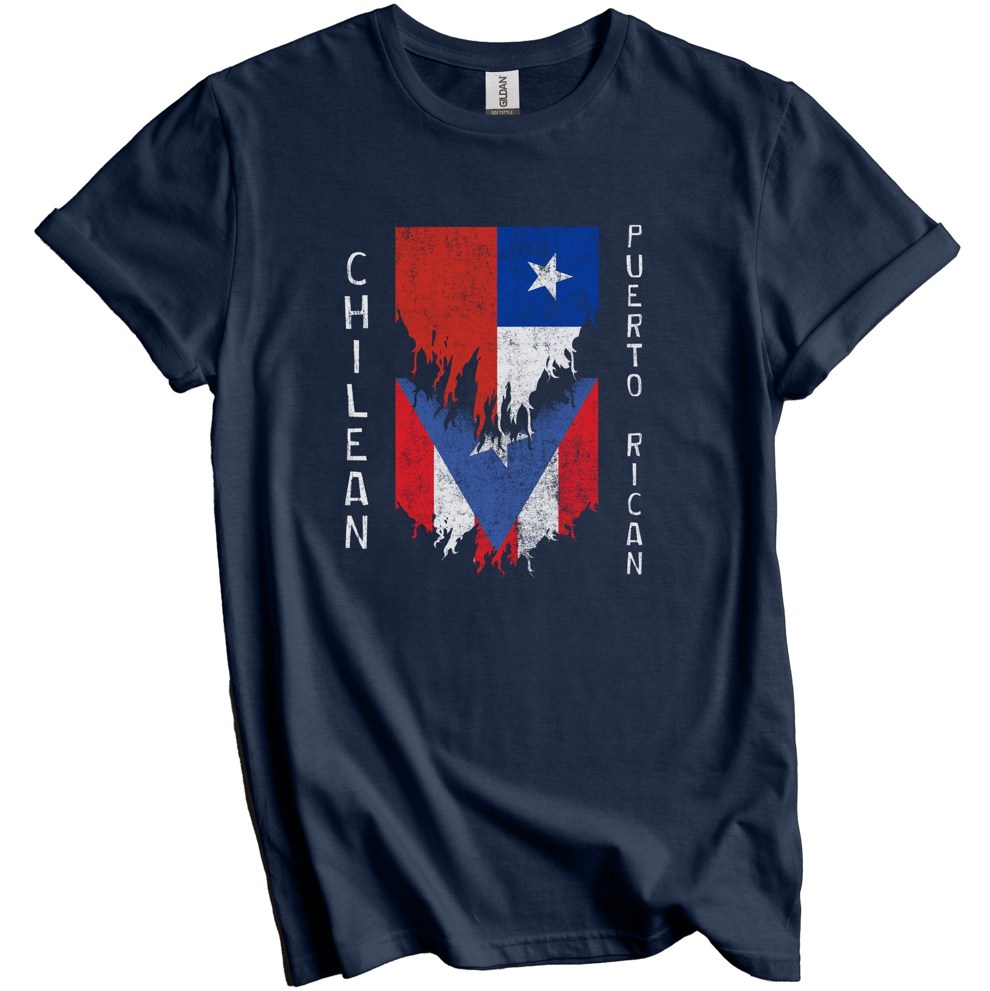 Chilean Puerto Rican Flags Ripped Torn Chile Puerto Rico T-Shirt ...