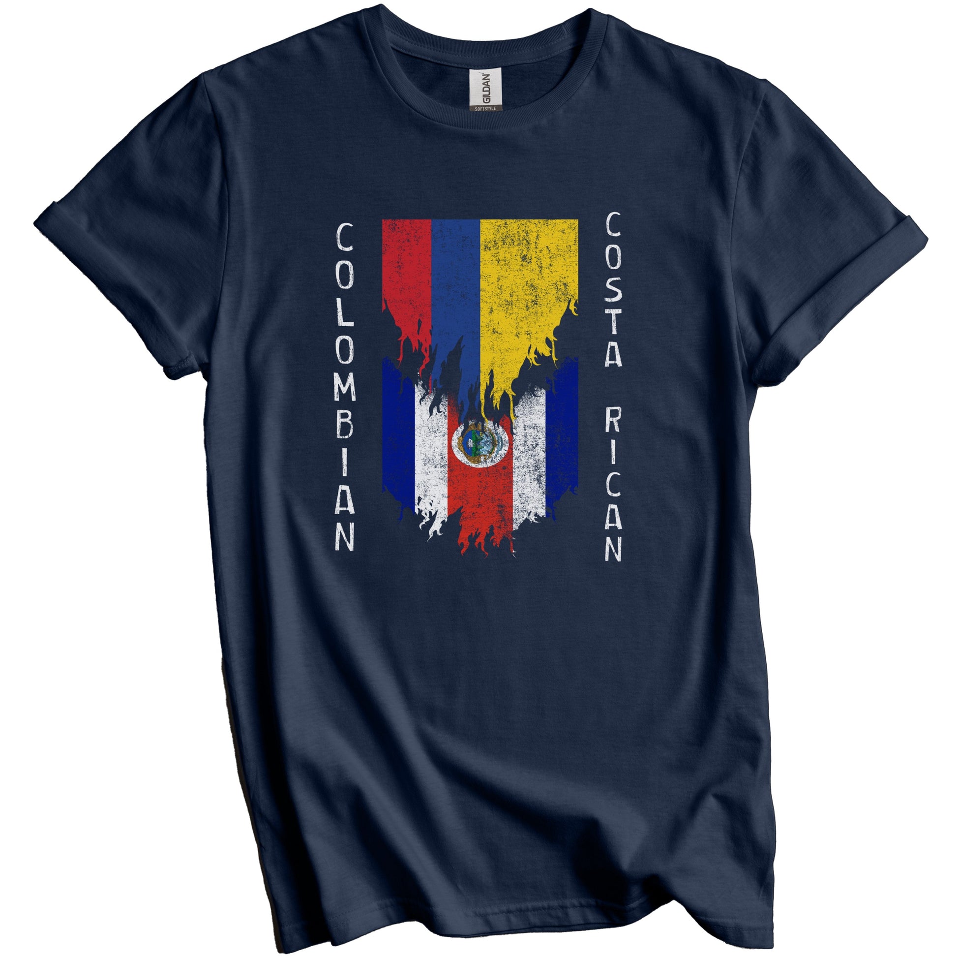 Colombian Costa Rican Flags Ripped Torn Colombia Costa Rica T-Shirt