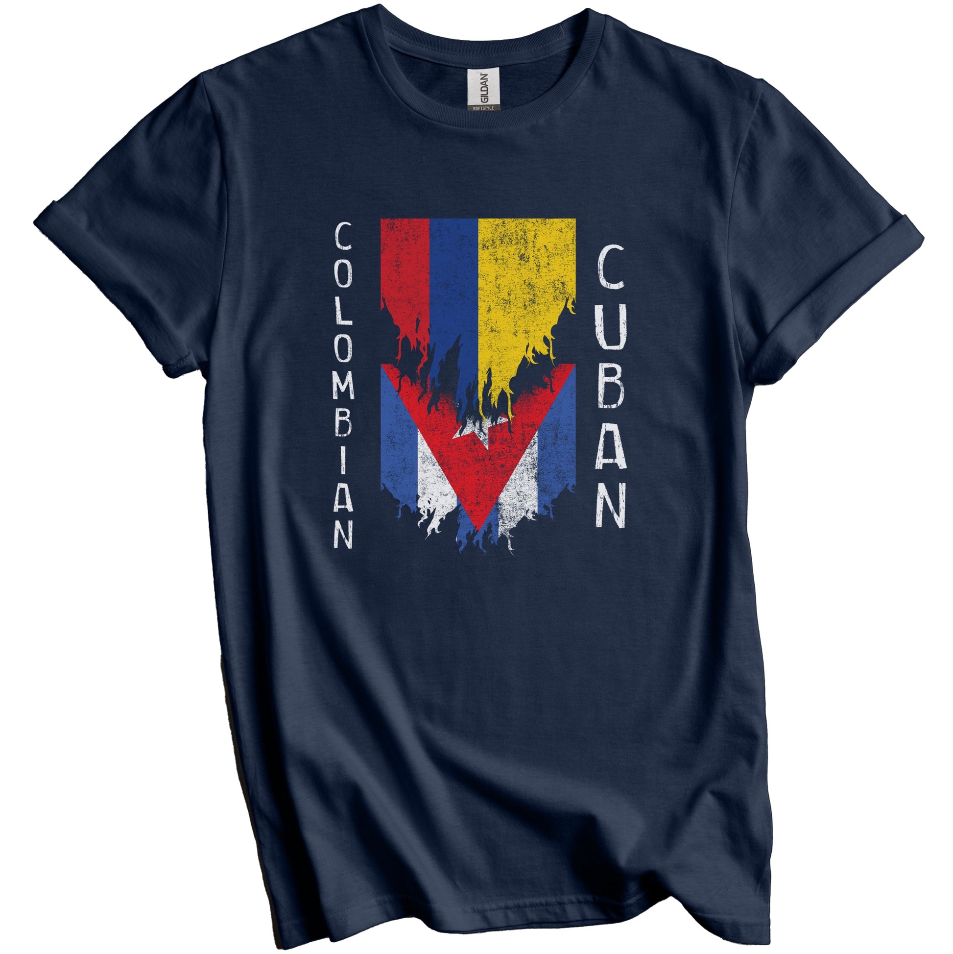 Colombian Cuban Flags Ripped Torn Colombia Cuba T-Shirt