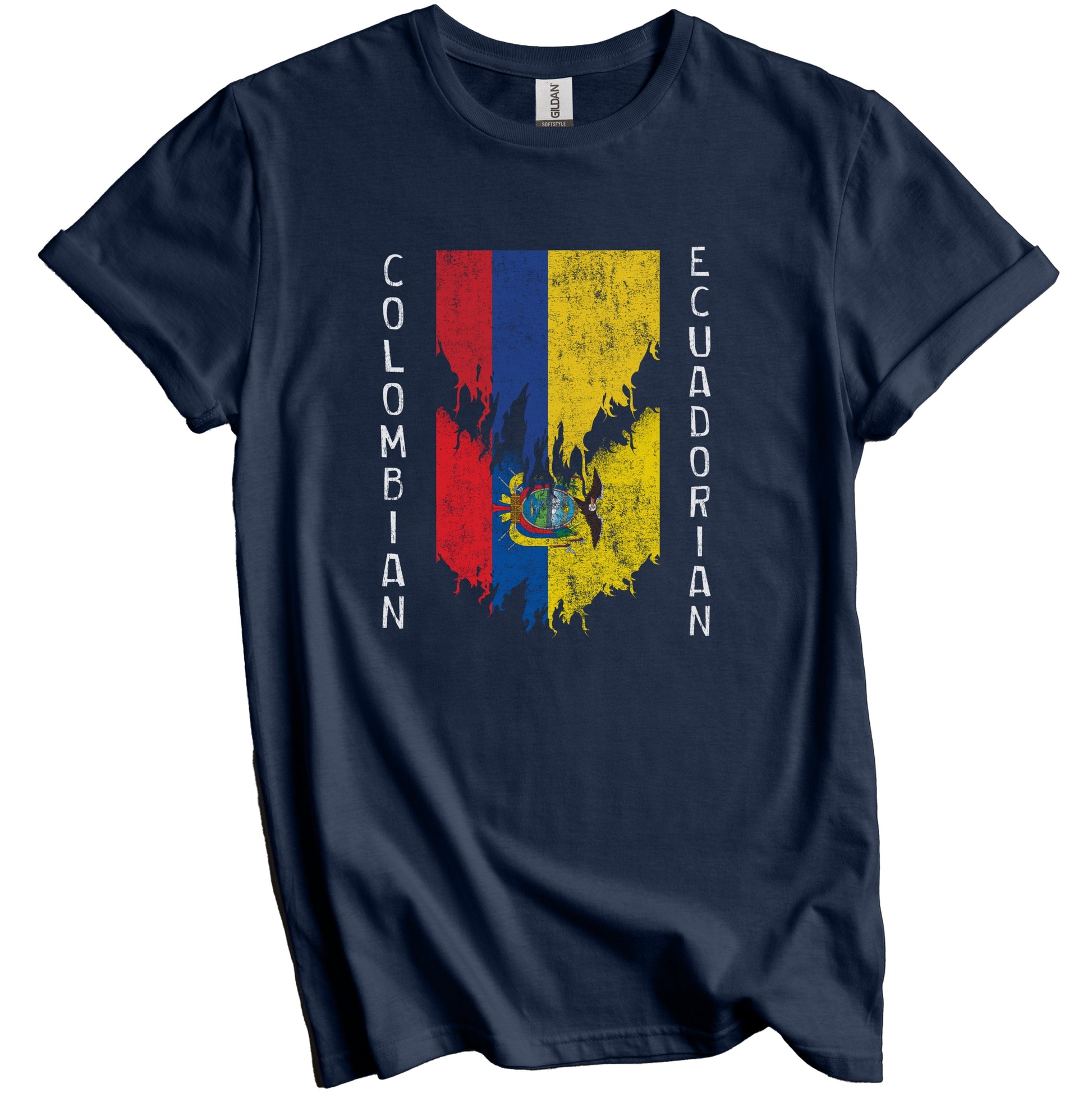 Colombian Ecuadorian Flags Ripped Torn Colombia Ecuador T-Shirt