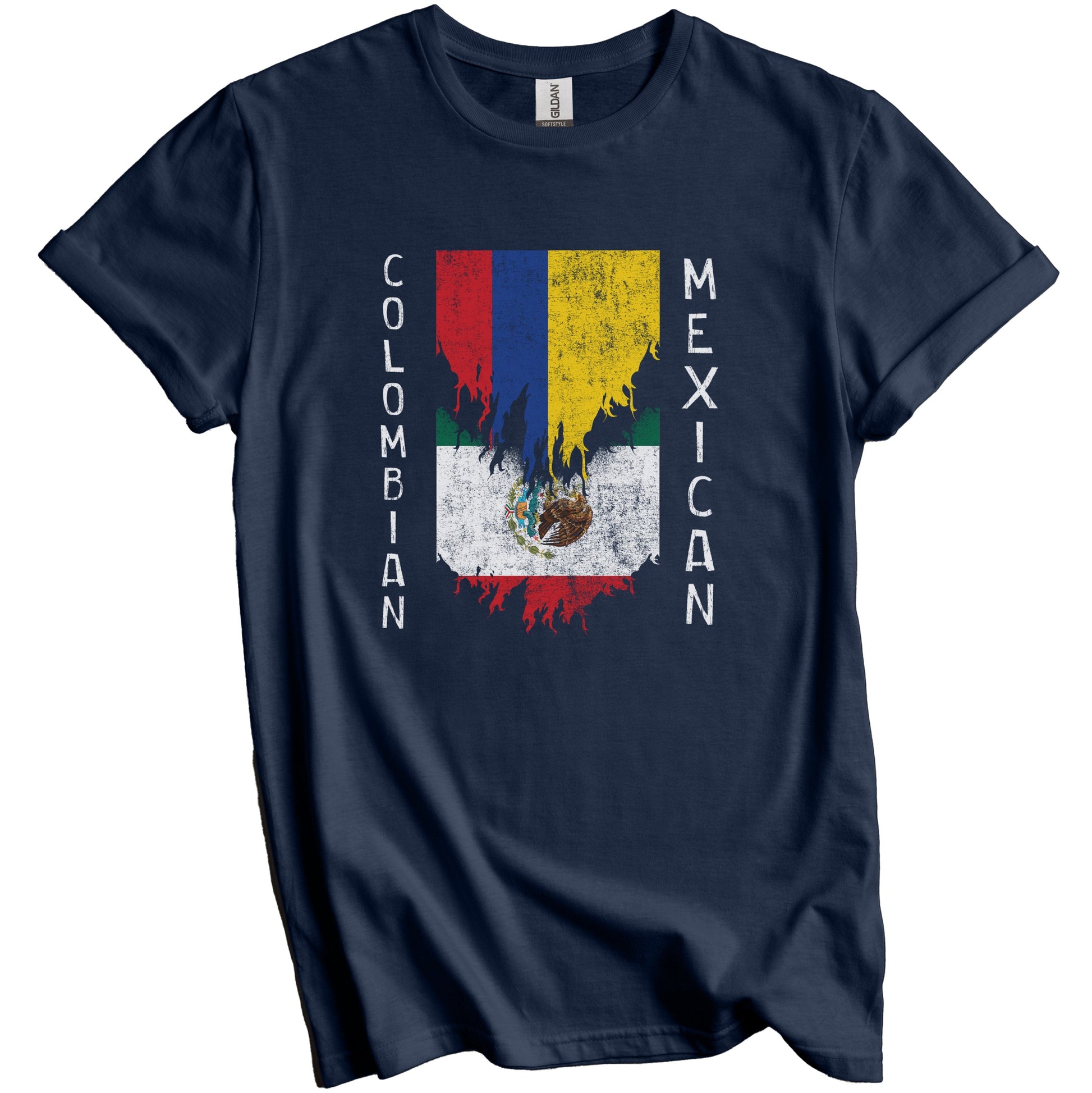 Colombian Mexican Flags Ripped Torn Colombia Mexico T-Shirt