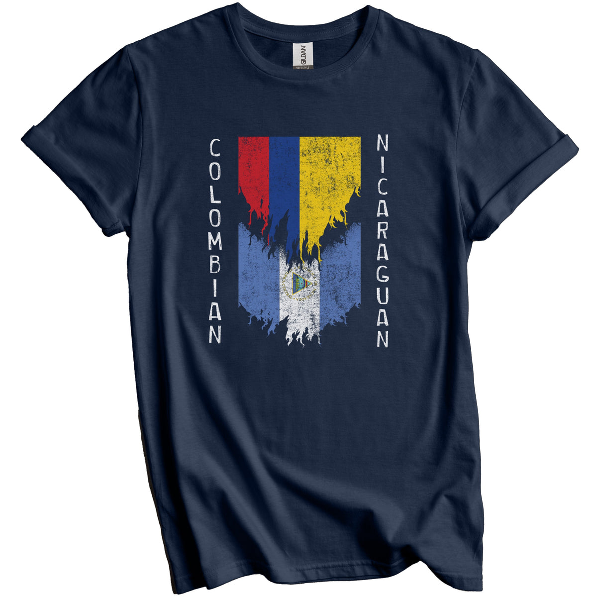 Colombian Nicaraguan Flags Ripped Torn Colombia Nicaragua T-Shirt
