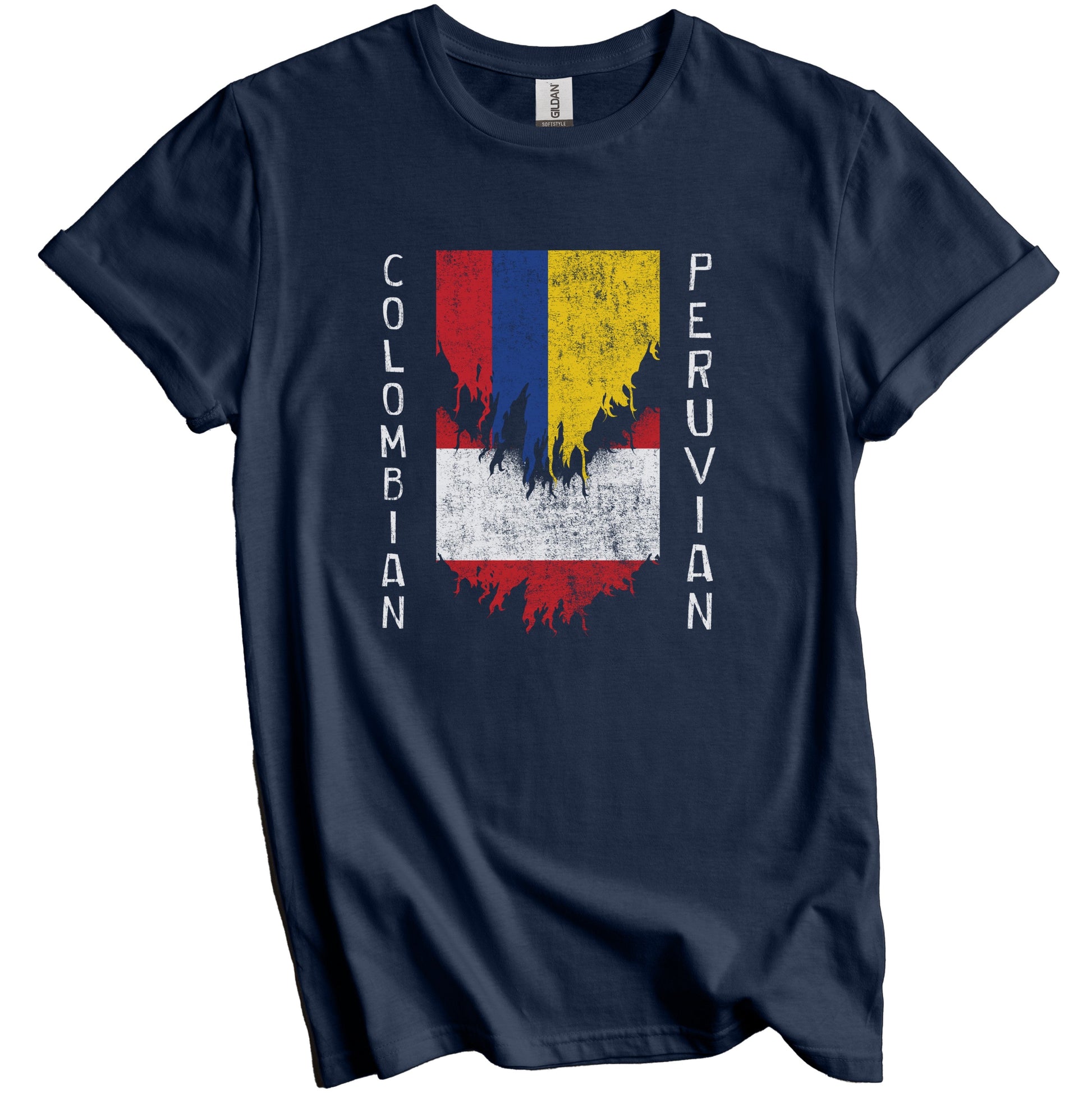 Colombian Peruvian Flags Ripped Torn Colombia Peru T-Shirt