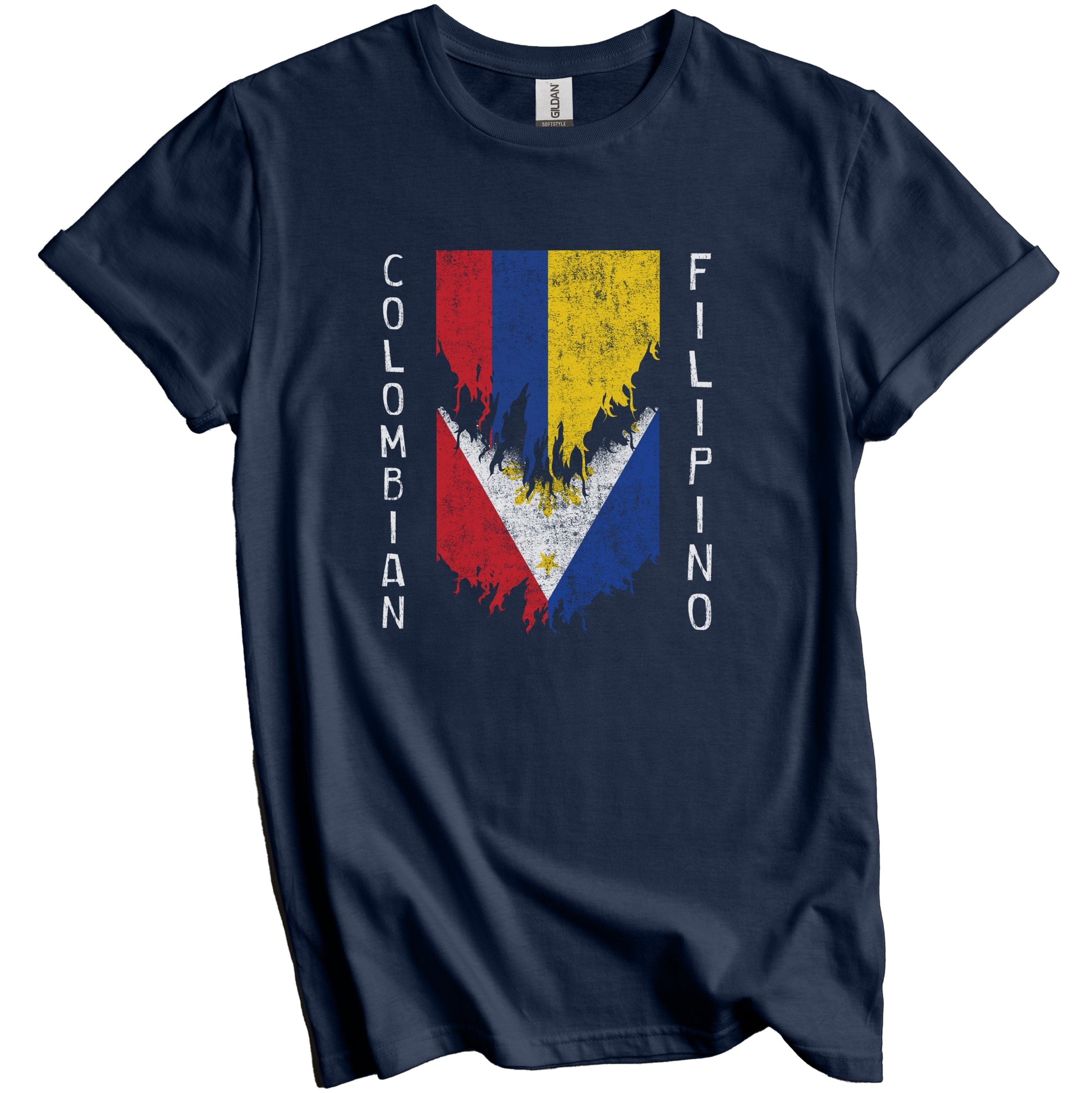 Colombian Filipino Flags Ripped Torn Colombia Philippines T-Shirt