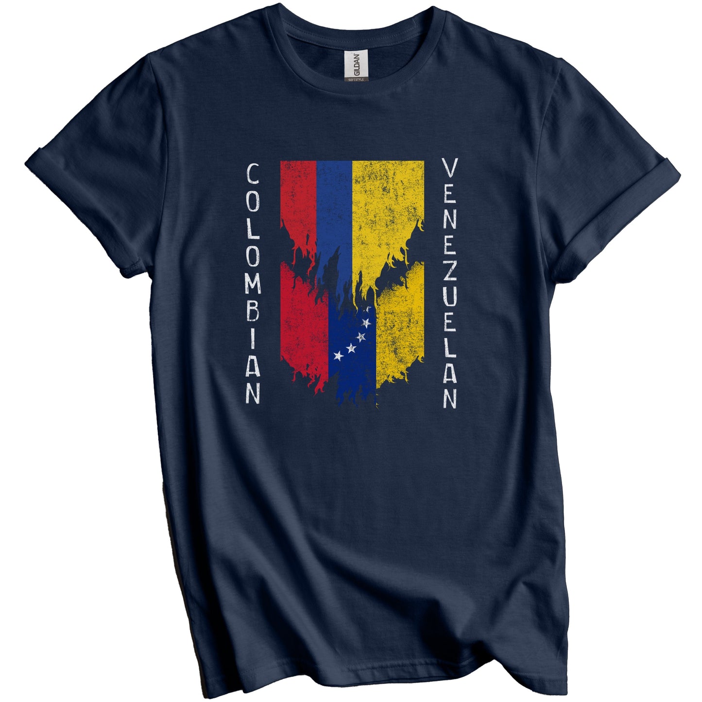Colombian Venezuelan Flags Ripped Torn Colombia Venezuela T-Shirt