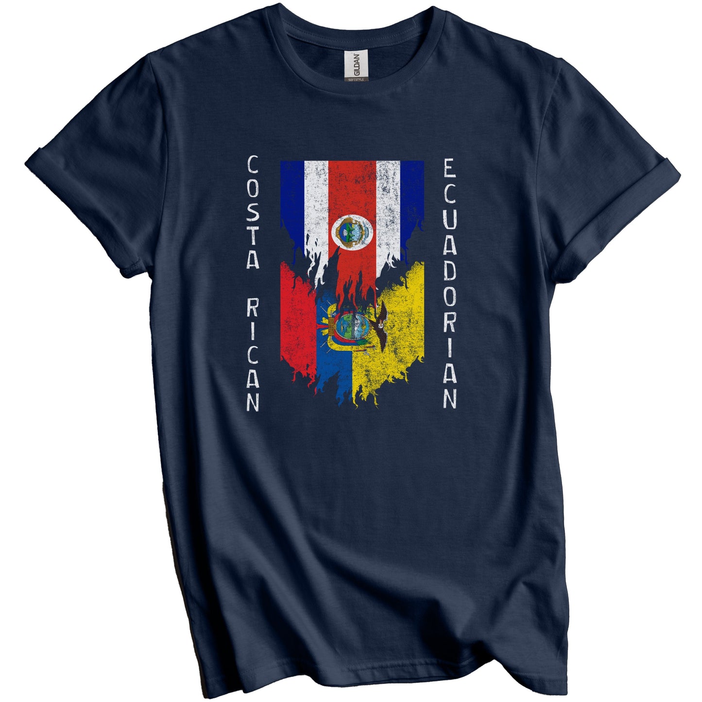 Costa Rican Ecuadorian Flags Ripped Torn Costa Rica Ecuador T-Shirt