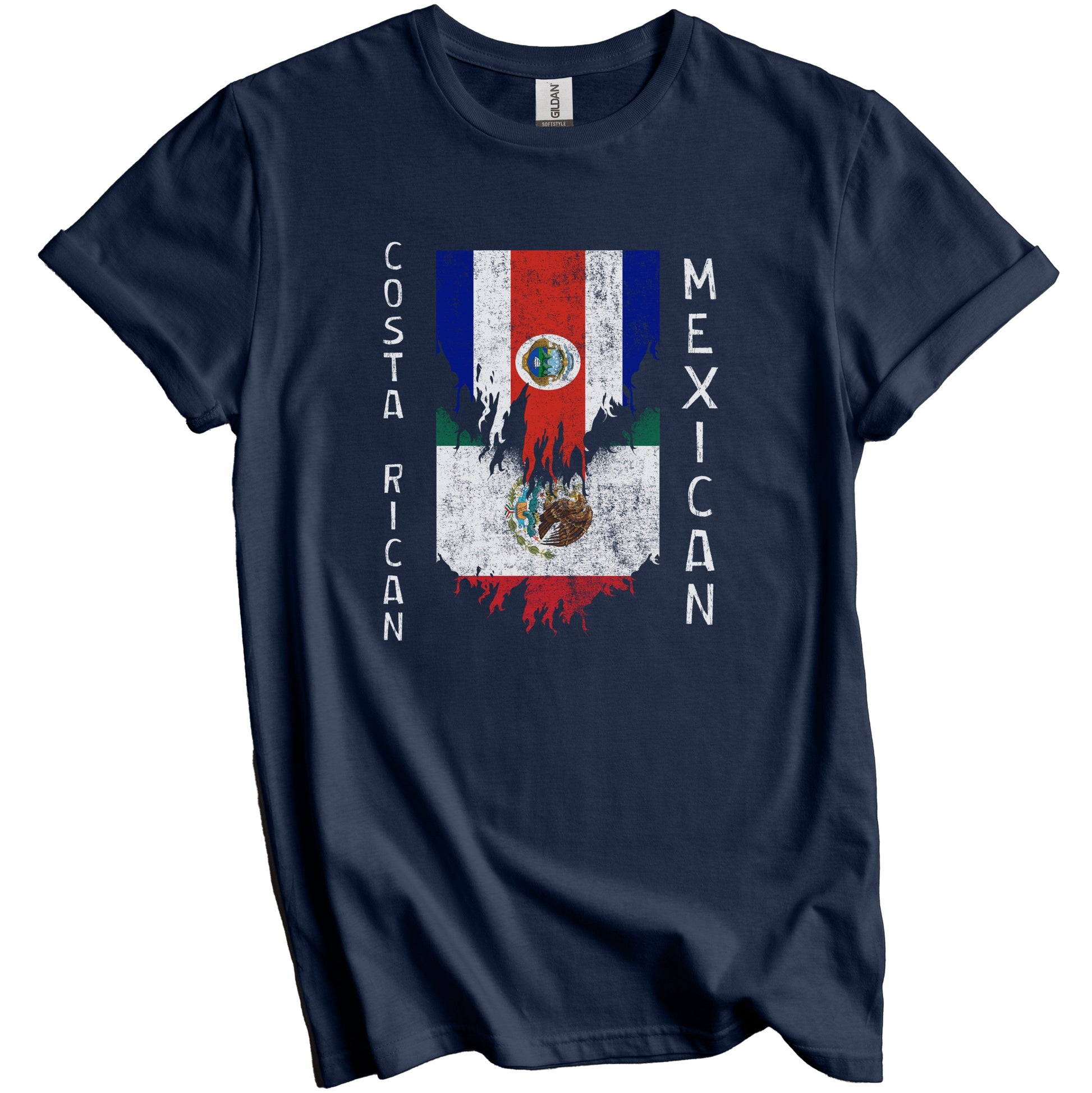 Costa Rican Mexican Flags Ripped Torn Costa Rica Mexico T-Shirt
