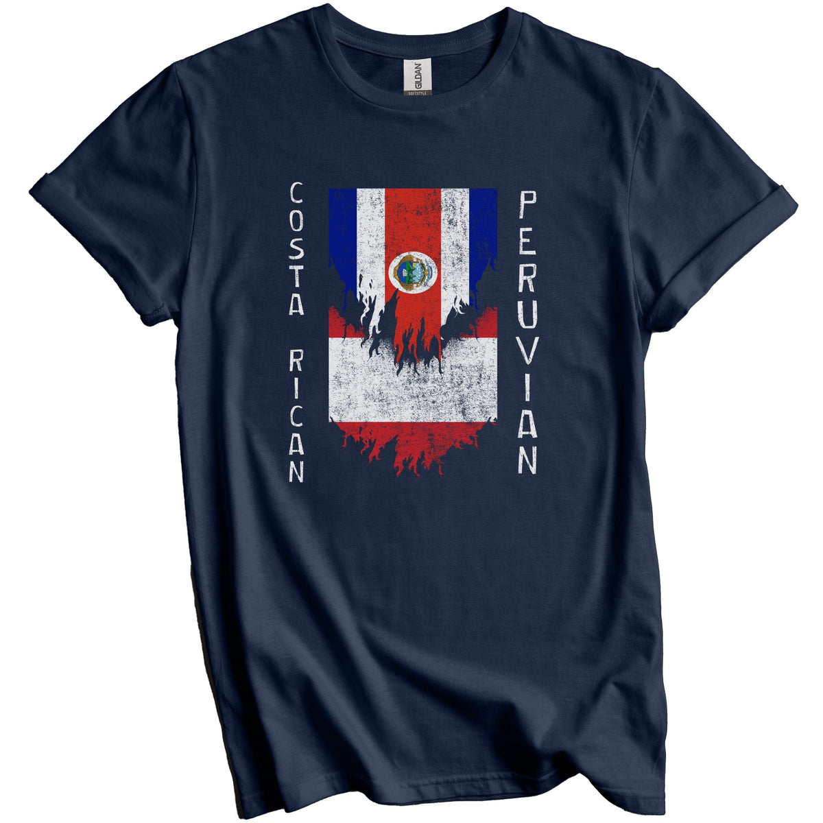 Costa Rican Peruvian Flags Ripped Torn Costa Rica Peru T-Shirt