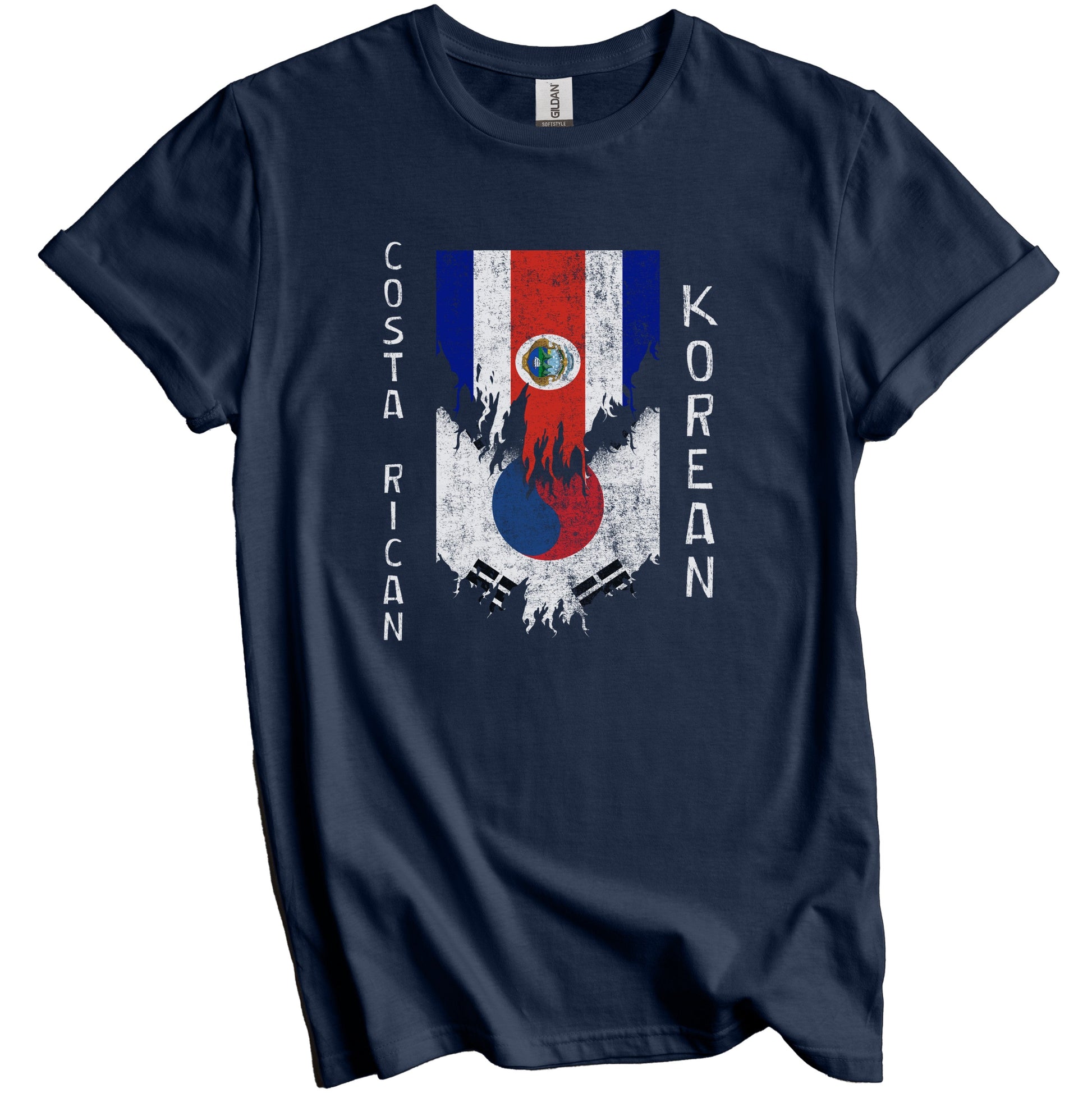 Costa Rican Korean Flags Ripped Torn Costa Rica South Korea T-Shirt