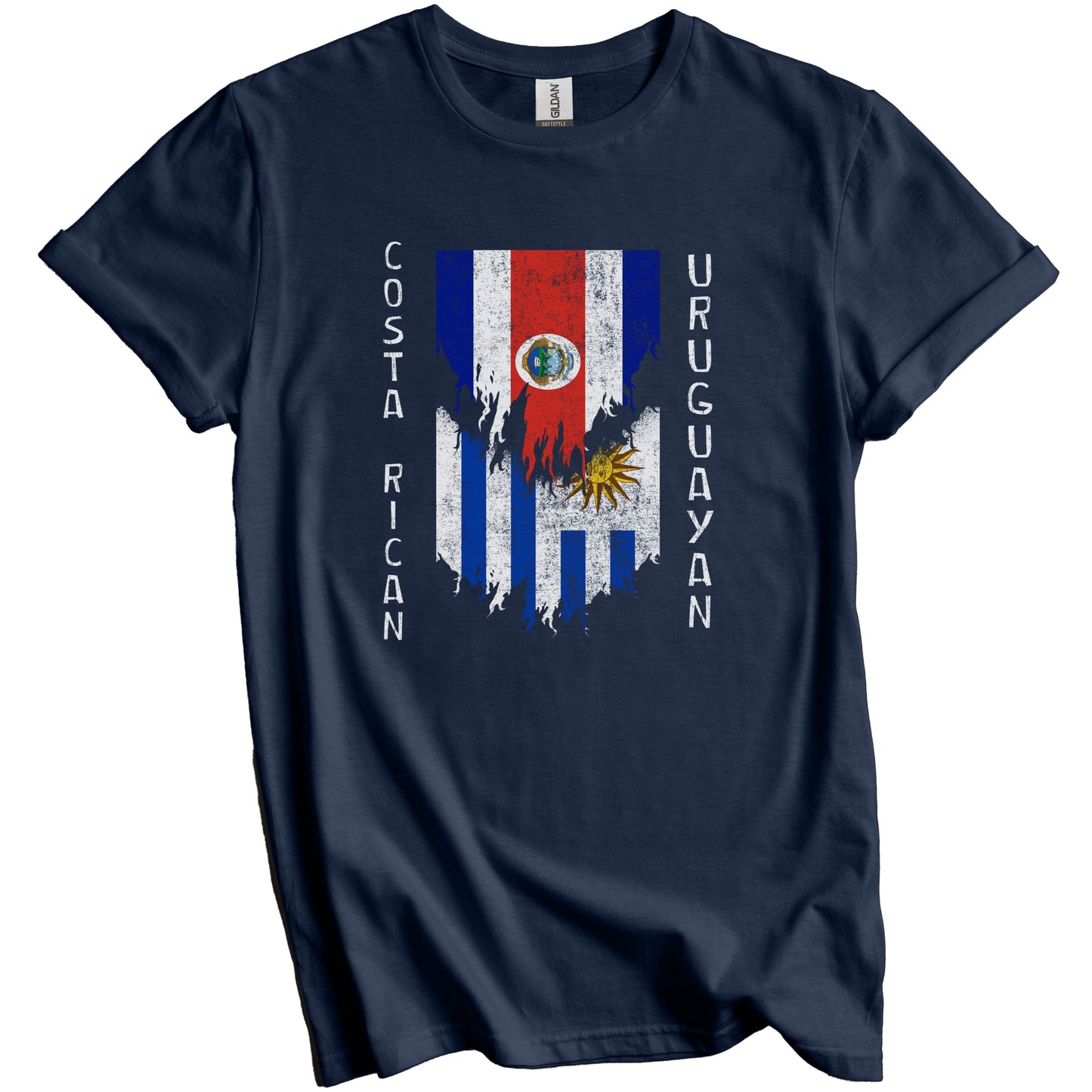 Costa Rican Uruguayan Flags Ripped Torn Costa Rica Uruguay T-Shirt