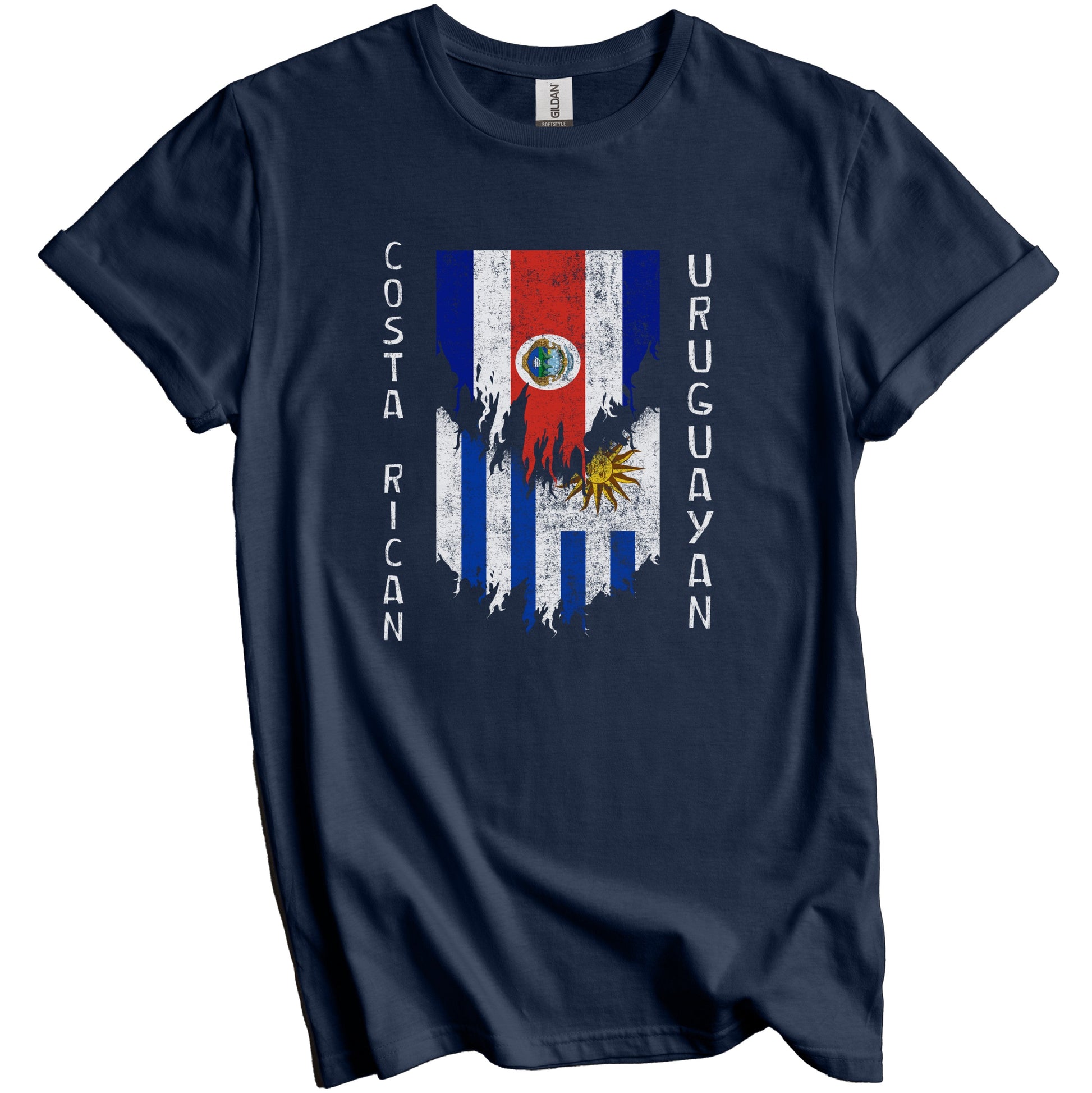 Costa Rican Uruguayan Flags Ripped Torn Costa Rica Uruguay T-Shirt