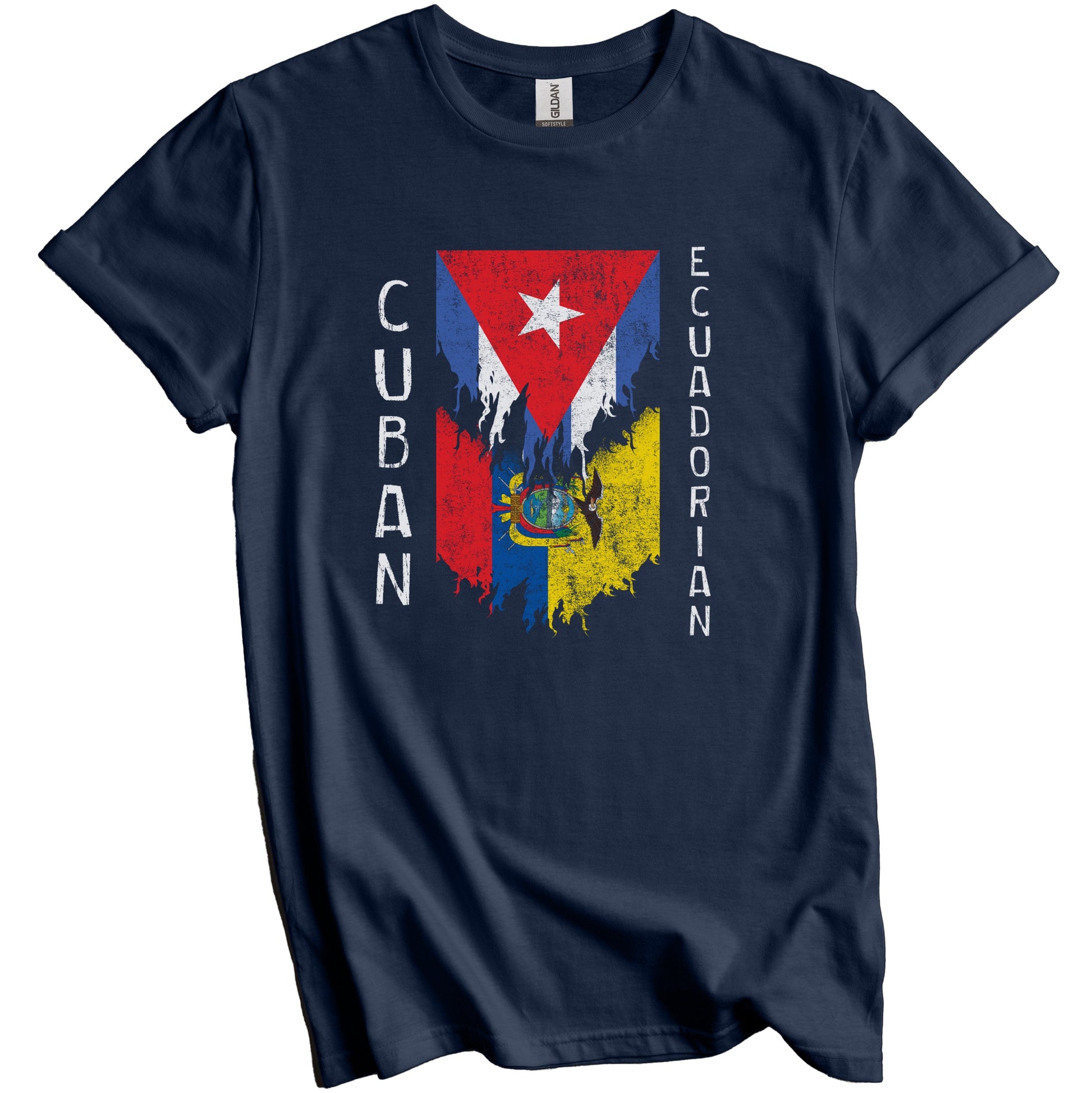 Cuban Ecuadorian Flags Ripped Torn Cuba Ecuador T-Shirt