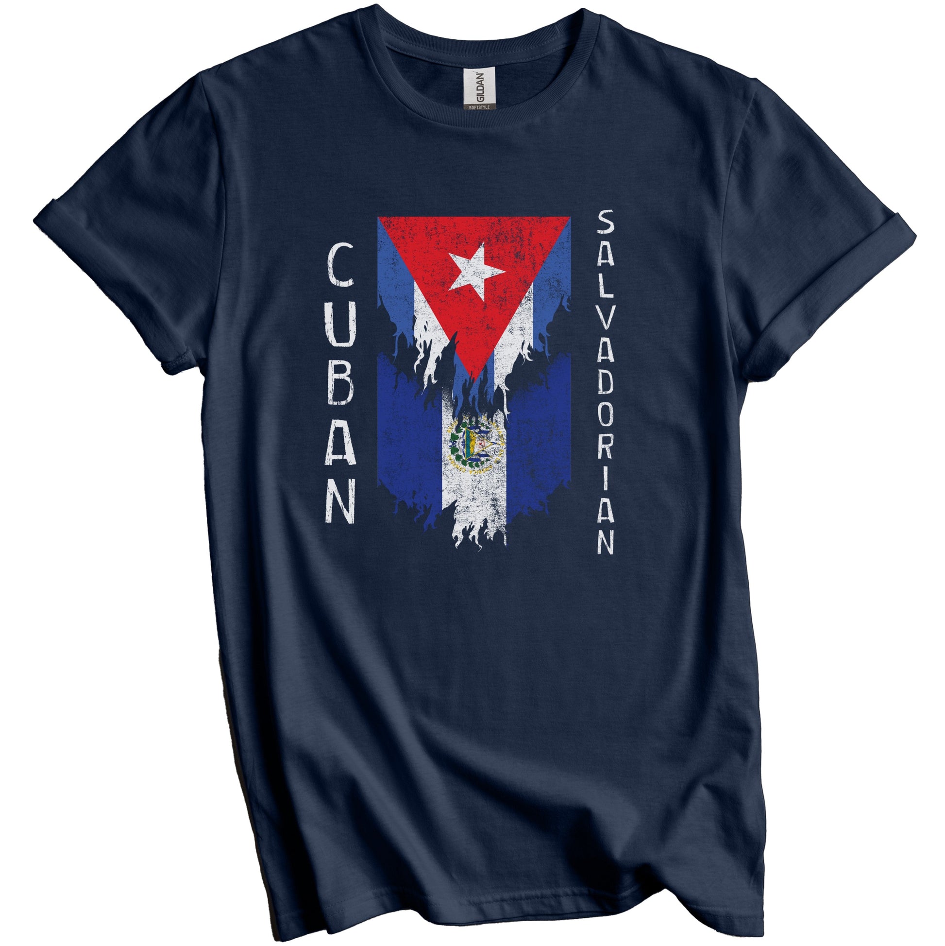 Cuban Salvadorian Flags Ripped Torn Cuba El Salvador T-Shirt