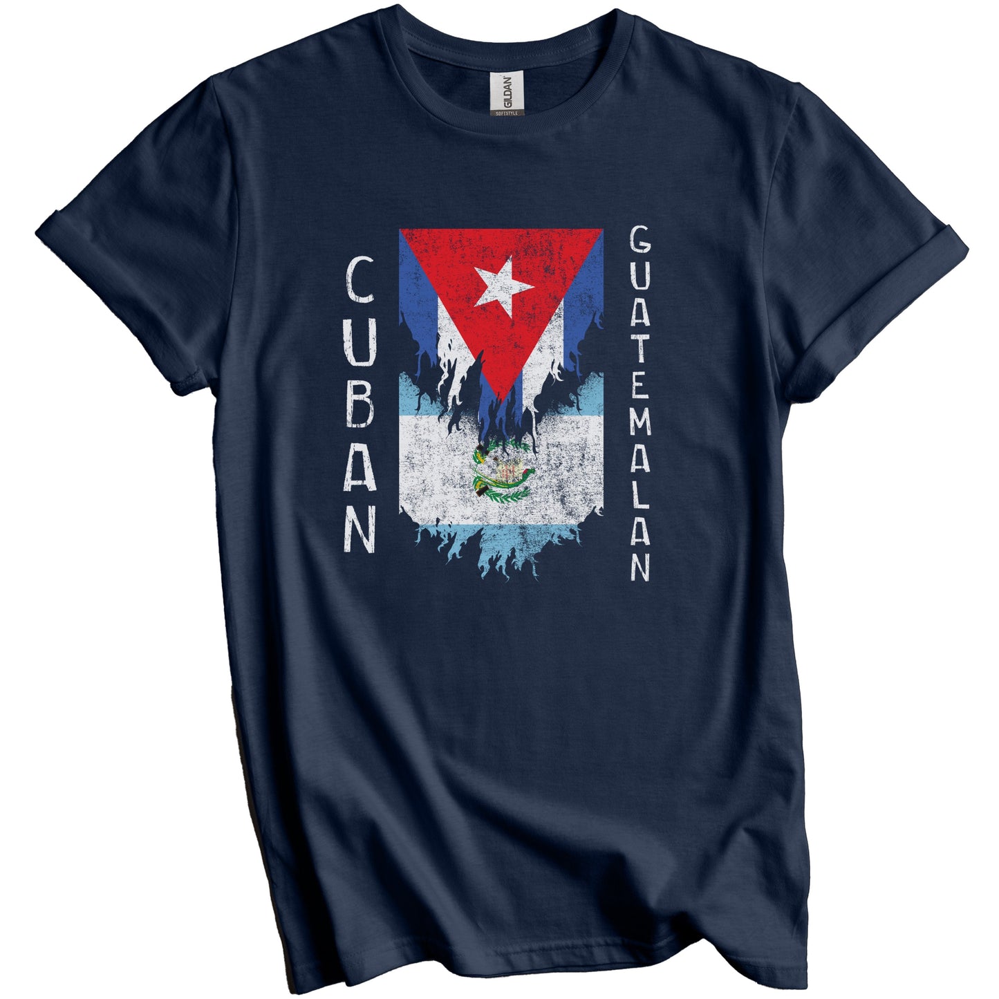 Cuban Guatemalan Flags Ripped Torn Cuba Guatemala T-Shirt