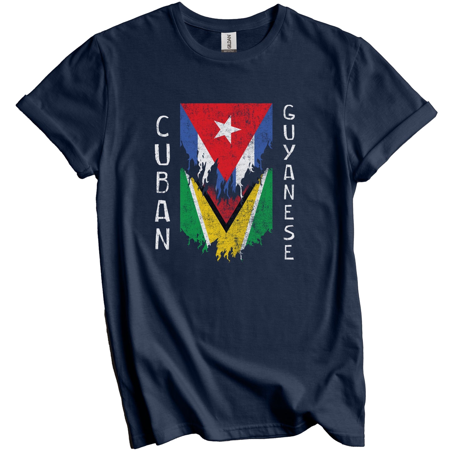 Cuban Guyanese Flags Ripped Torn Cuba Guyana T-Shirt