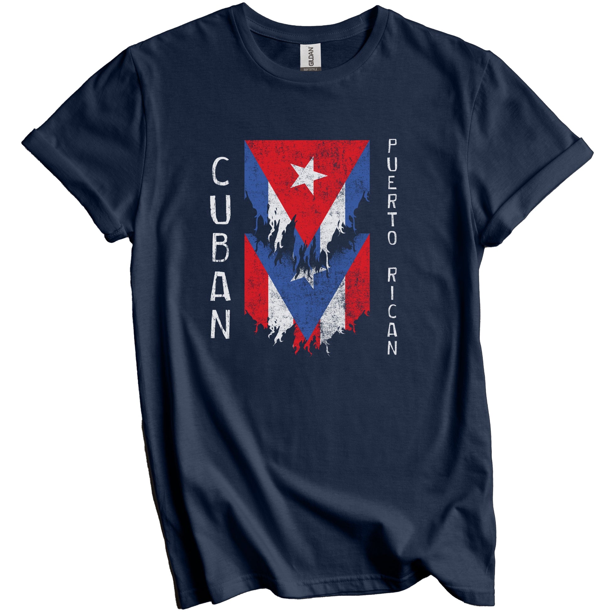 Cuban Puerto Rican Flags Ripped Torn Cuba Puerto Rico T-Shirt