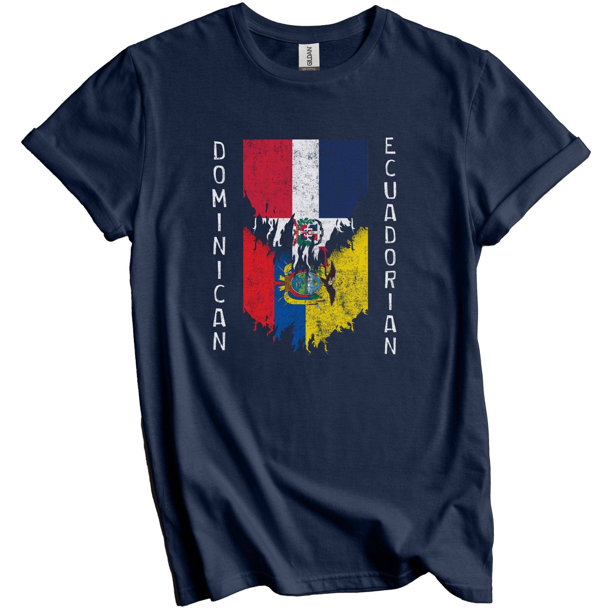 Dominican Ecuadorian Flags Ripped Torn Dominican Republic Ecuador T-Shirt