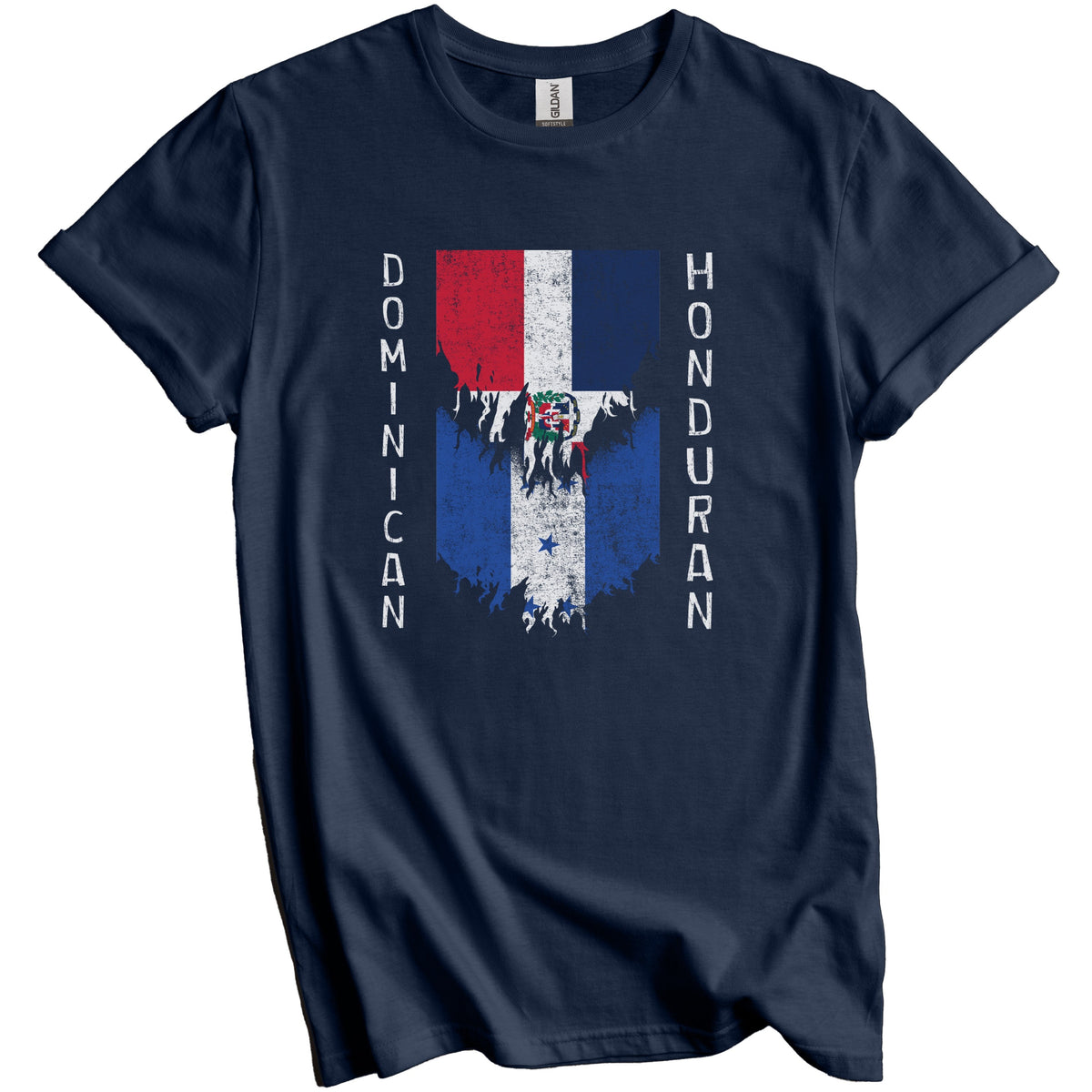 Dominican Honduran Flags Ripped Torn Dominican Republic Honduras T-Shirt