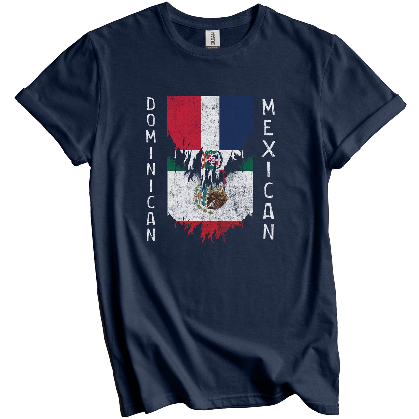 Dominican Mexican Flags Ripped Torn Dominican Republic Mexico T-Shirt