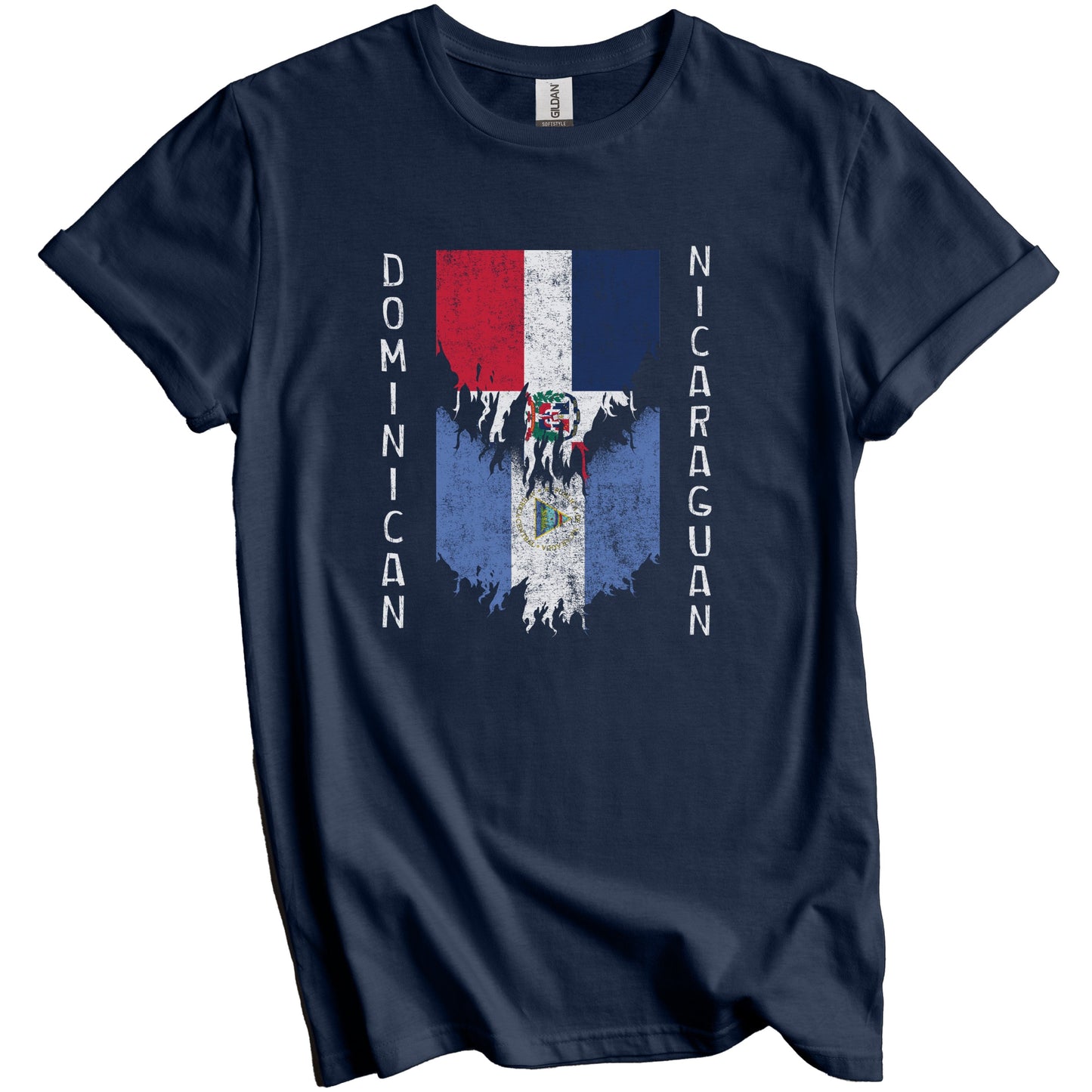 Dominican Nicaraguan Flags Ripped Torn Dominican Republic Nicaragua T-Shirt