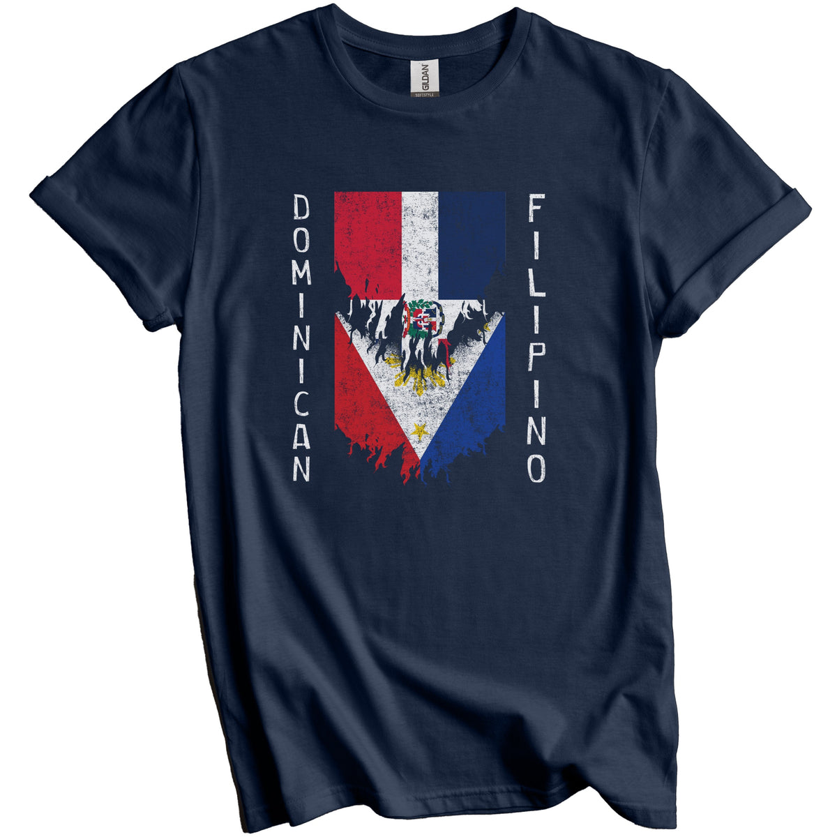 Dominican Filipino Flags Ripped Torn Dominican Republic Philippines T-Shirt