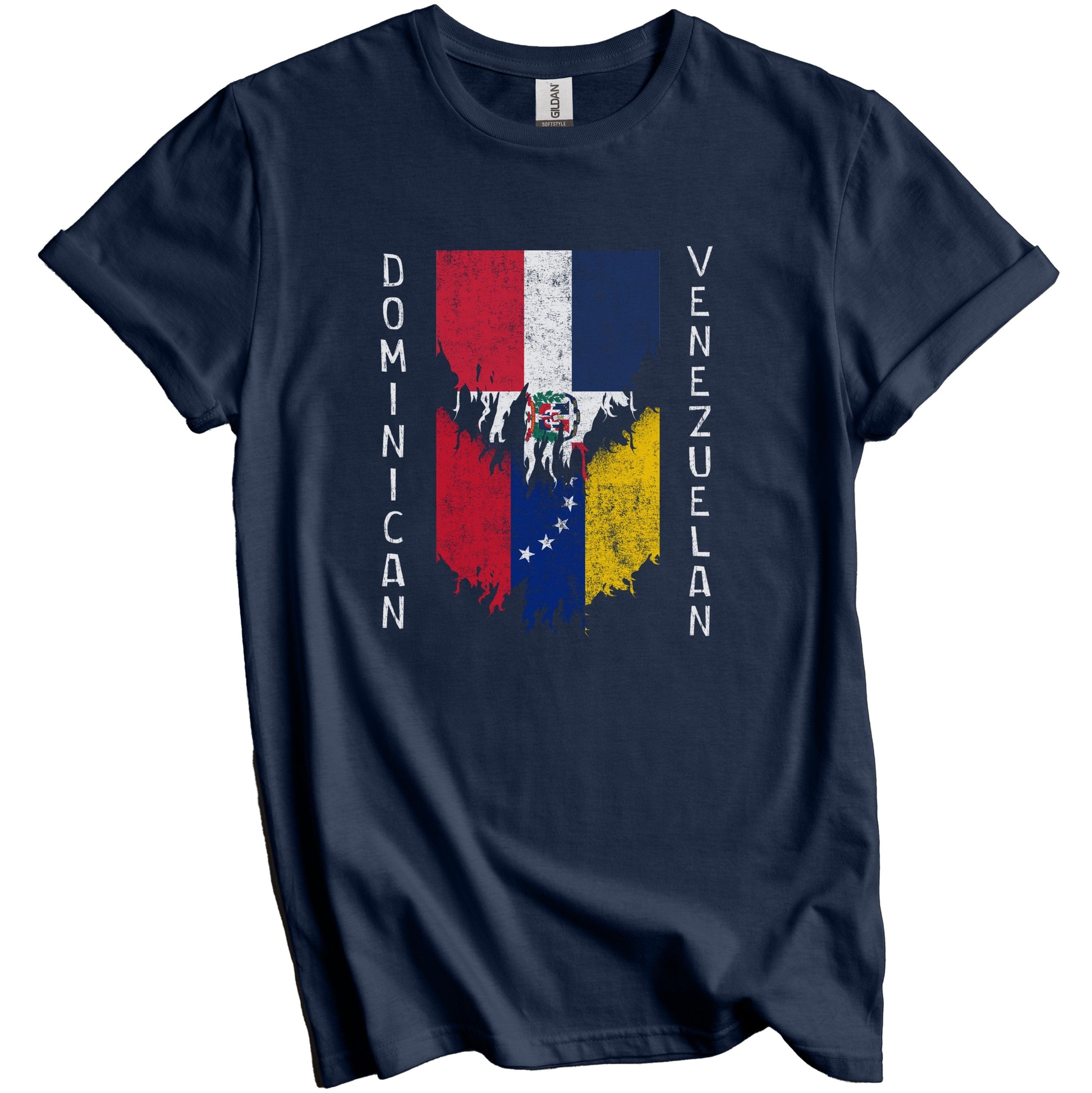 Dominican Venezuelan Flags Ripped Torn Dominican Republic Venezuela T-Shirt