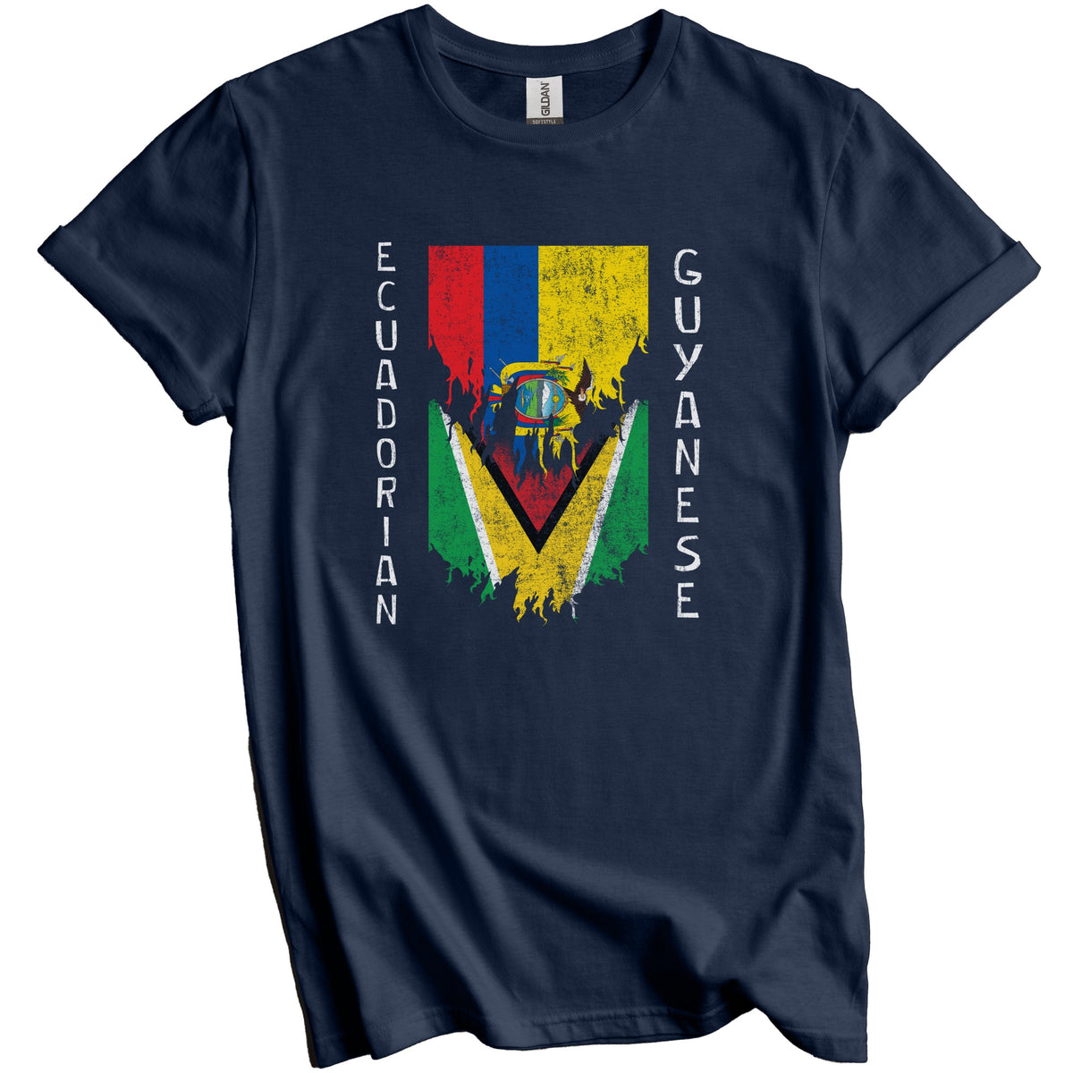Ecuadorian Guyanese Flags Ripped Torn Ecuador Guyana T-Shirt
