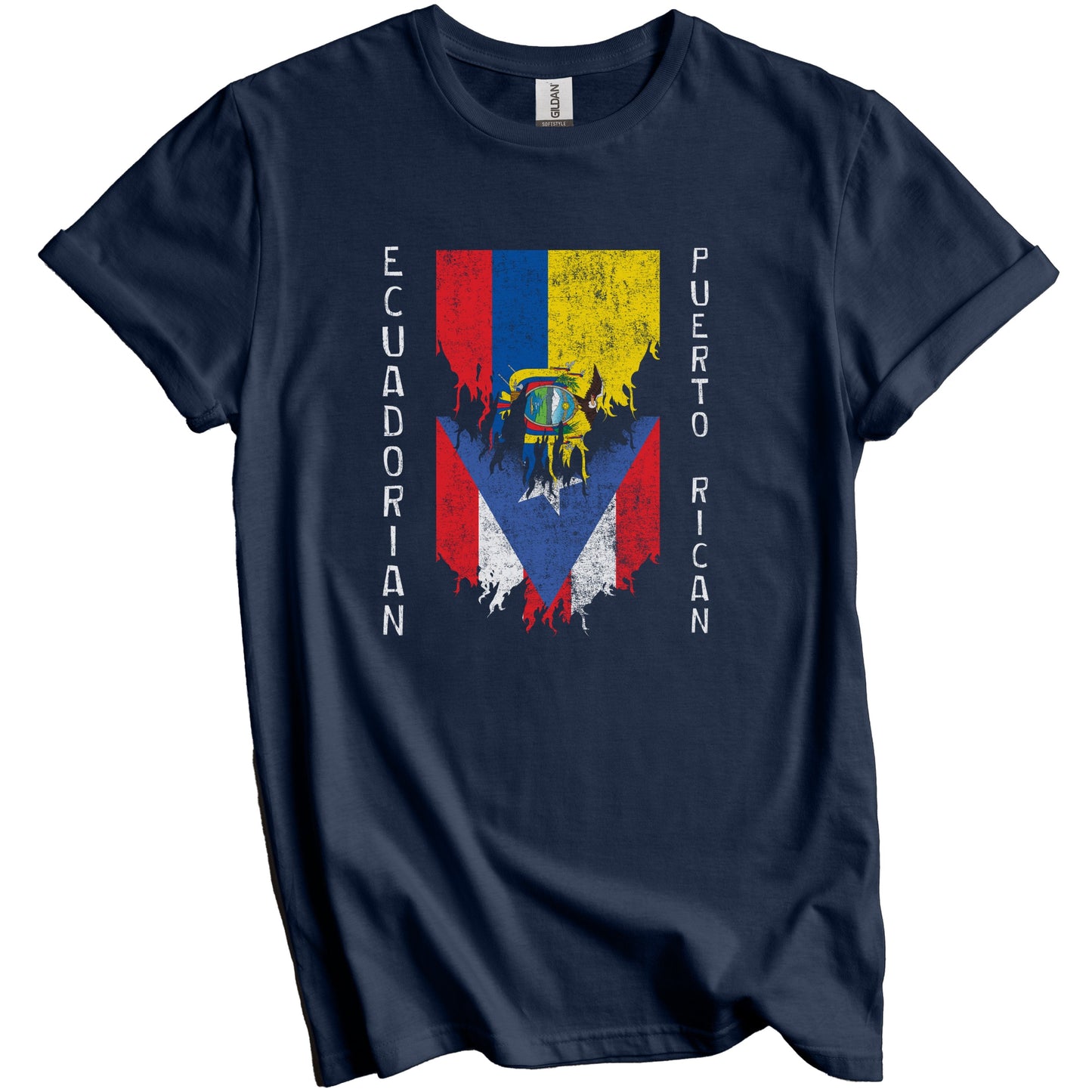Ecuadorian Puerto Rican Flags Ripped Torn Ecuador Puerto Rico T-Shirt